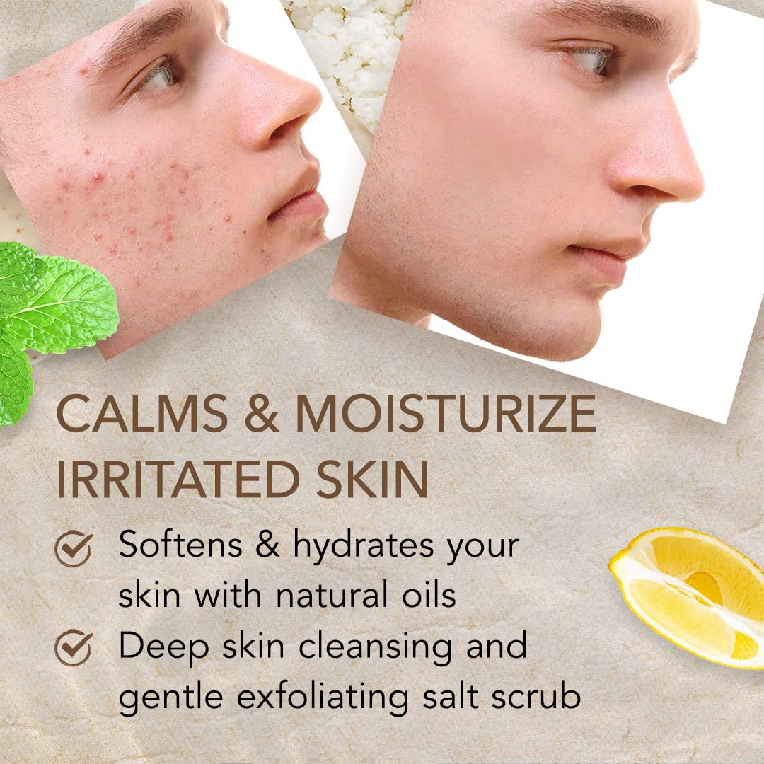 O Naturals Lemon & Mint Dead Sea Salt Scrub. Refreshing All Natural Exfoliator for Face, Hands, Body & Acne. Smooths, Renews & Revives Skin with Argan & Sweet Almond Oil. For Women & Men. 500 gr