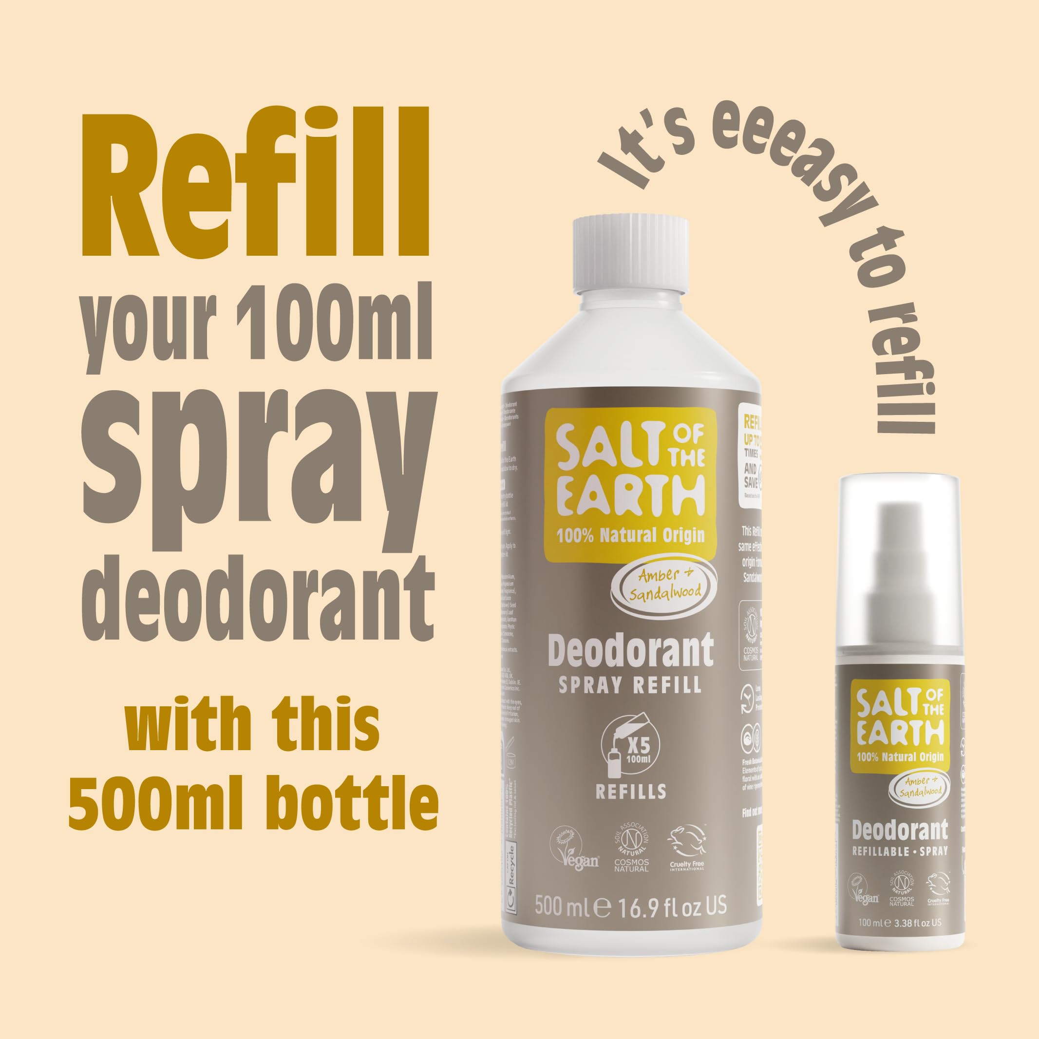 Salt of The Earth Amber & Sandalwood Deodorant Refill 500ml
