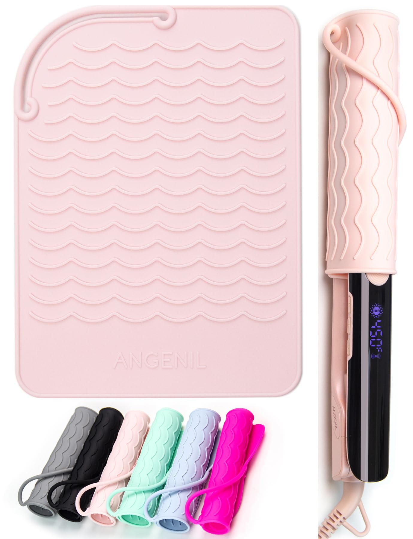 ANGENIL Flat Iron Silicone Mat and Travel Case for Hair Tools - Heat Resistant Mat, Straightener Pad, and Curling Iron Sleeve (9" x 6.5")