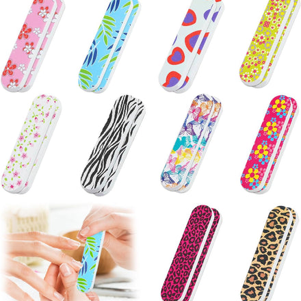 VIKKI 20PCS Wood Nail Files, Double Sided Mini Emery Board 180/240 Grit, Colorful Floral Fingernail Buffering Files, Manicure Tools, Nail Styling Tools, Pet Grooming Tools