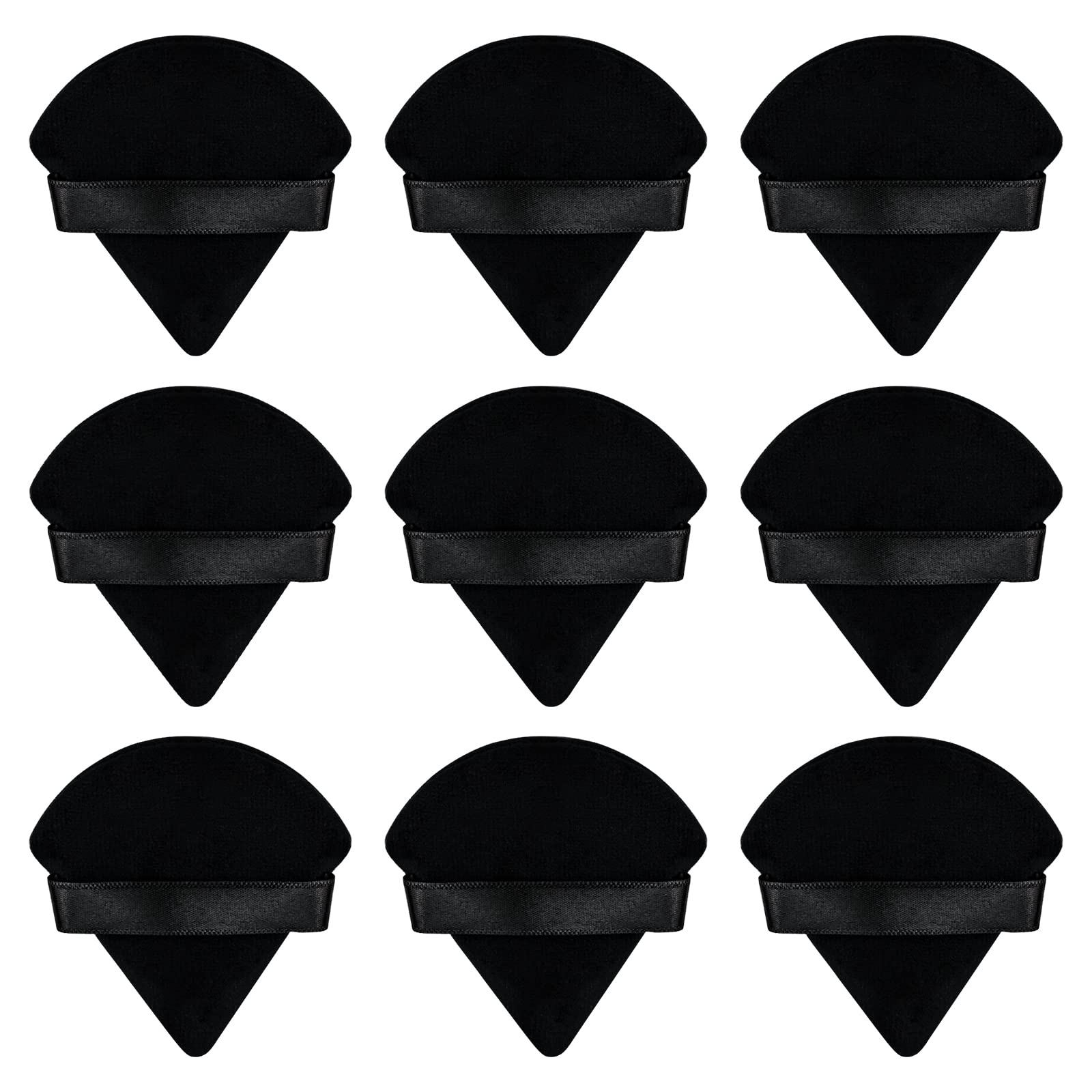 Flytianmy 9Pcs Triangle Powder Puffs, Face Makeup Puff for Body Loose Powder Beauty Makeup Tool Black