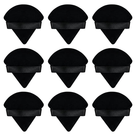 Flytianmy 9Pcs Triangle Powder Puffs, Face Makeup Puff for Body Loose Powder Beauty Makeup Tool Black