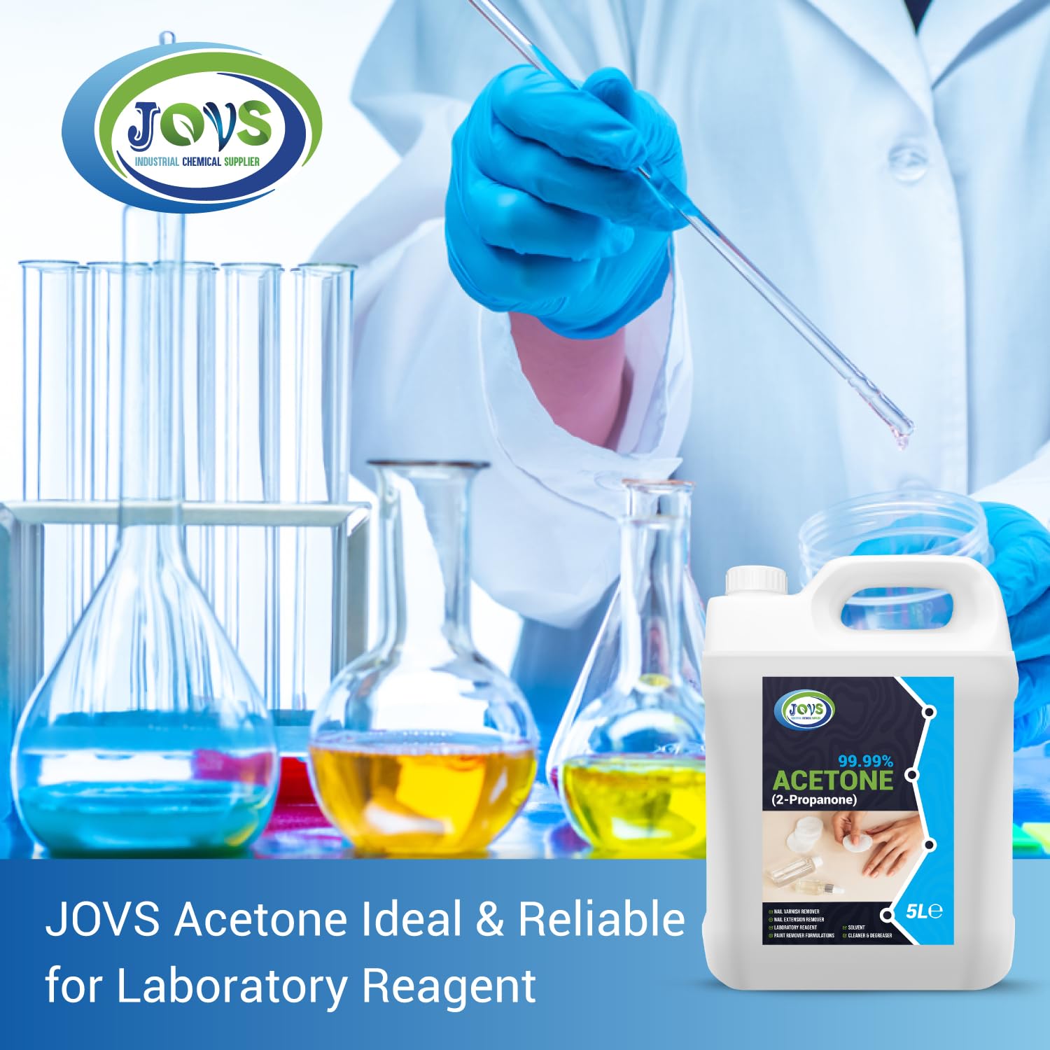 99.99% Pure Acetone 5 Litre | Professional Strength Nail Polish Remover | Acrylic, UV/LED, Nail Glue & Varnish Remover | Salon-Quality, Multi-Purpose Solvent.
