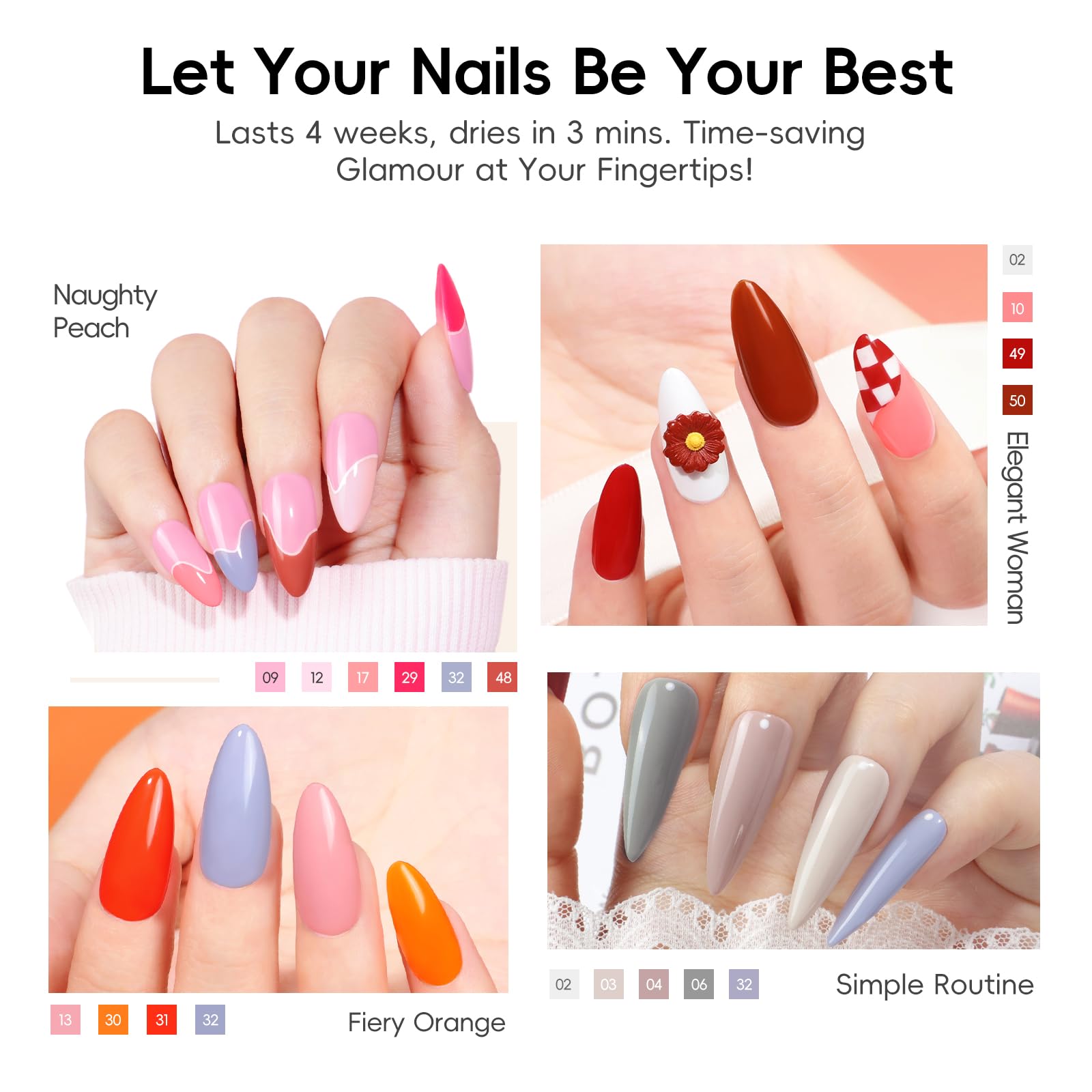 PEACECOLOR 57PCS Gel Nail Polish Set: 35+5 Colours Gel Nail Polish with Lamp, Green Red Nude Nail Kit, Glossy Matte Glitter Top Coat, Salon Full Set for Women Gifts