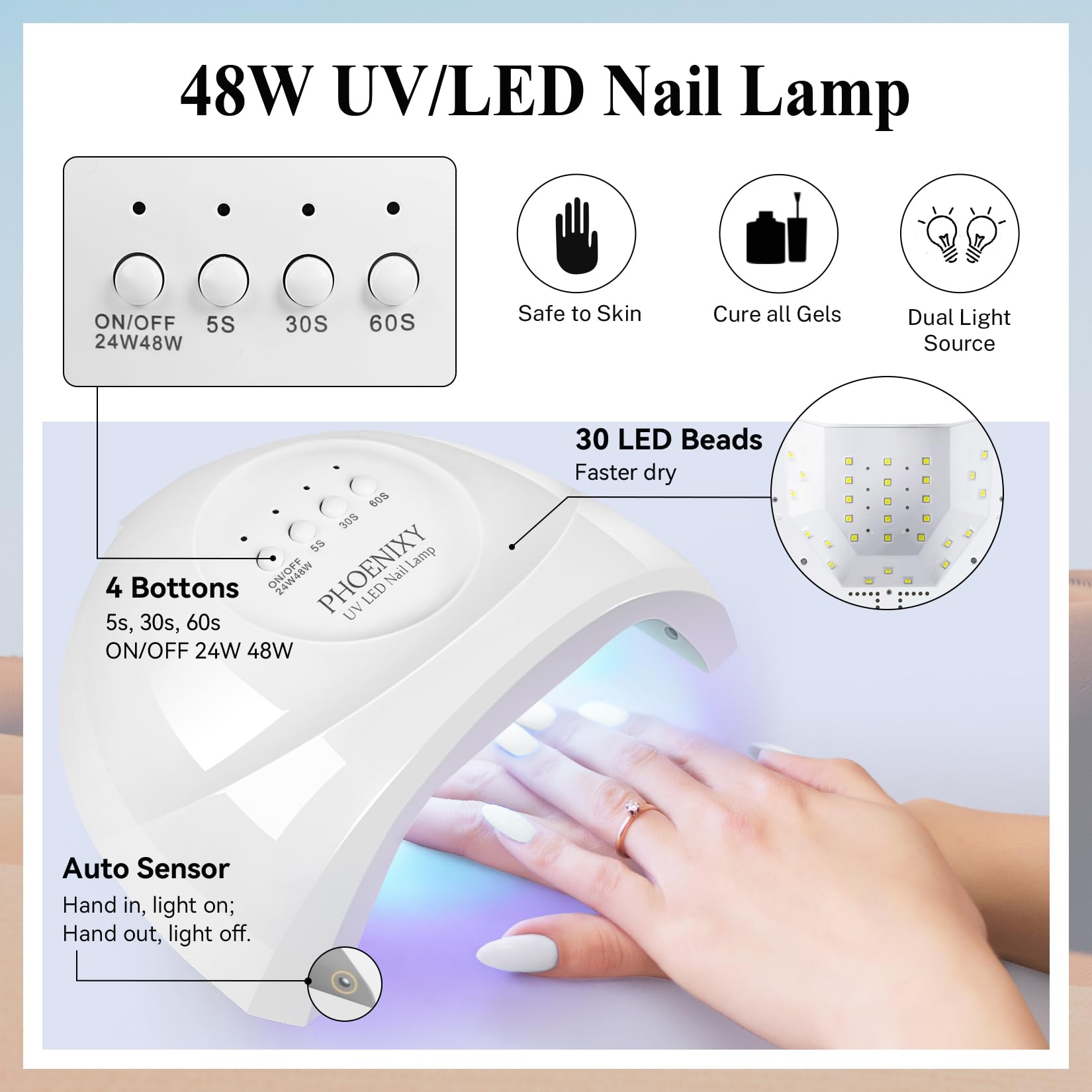 Phoenixy Gel Nail Polish, 36 Colours Gel Nail Polish Set with Lamp Starter Kit, 40 Pcs UV Nail Polish with Top Base Coat and 48W Manicure Lamp, Manicure Gift Kit Nail Varnish Sets for Women