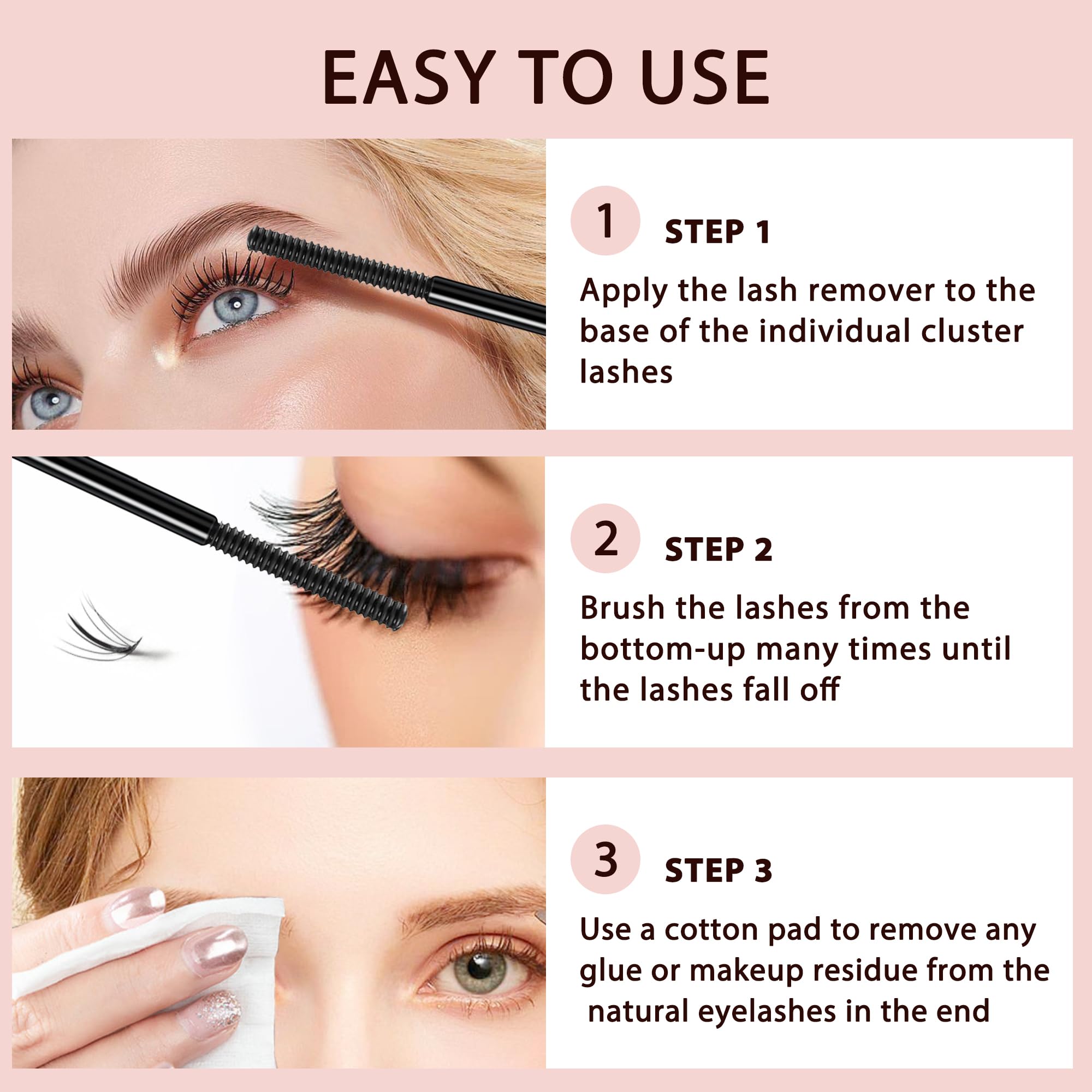 Cluster Lash Glue Remover Lash Remover DIY Eyelash Extension Remover, Easy Removal of Cluster Eyelashes Gentle Soothing Nourishing Self-Use Oil Texture