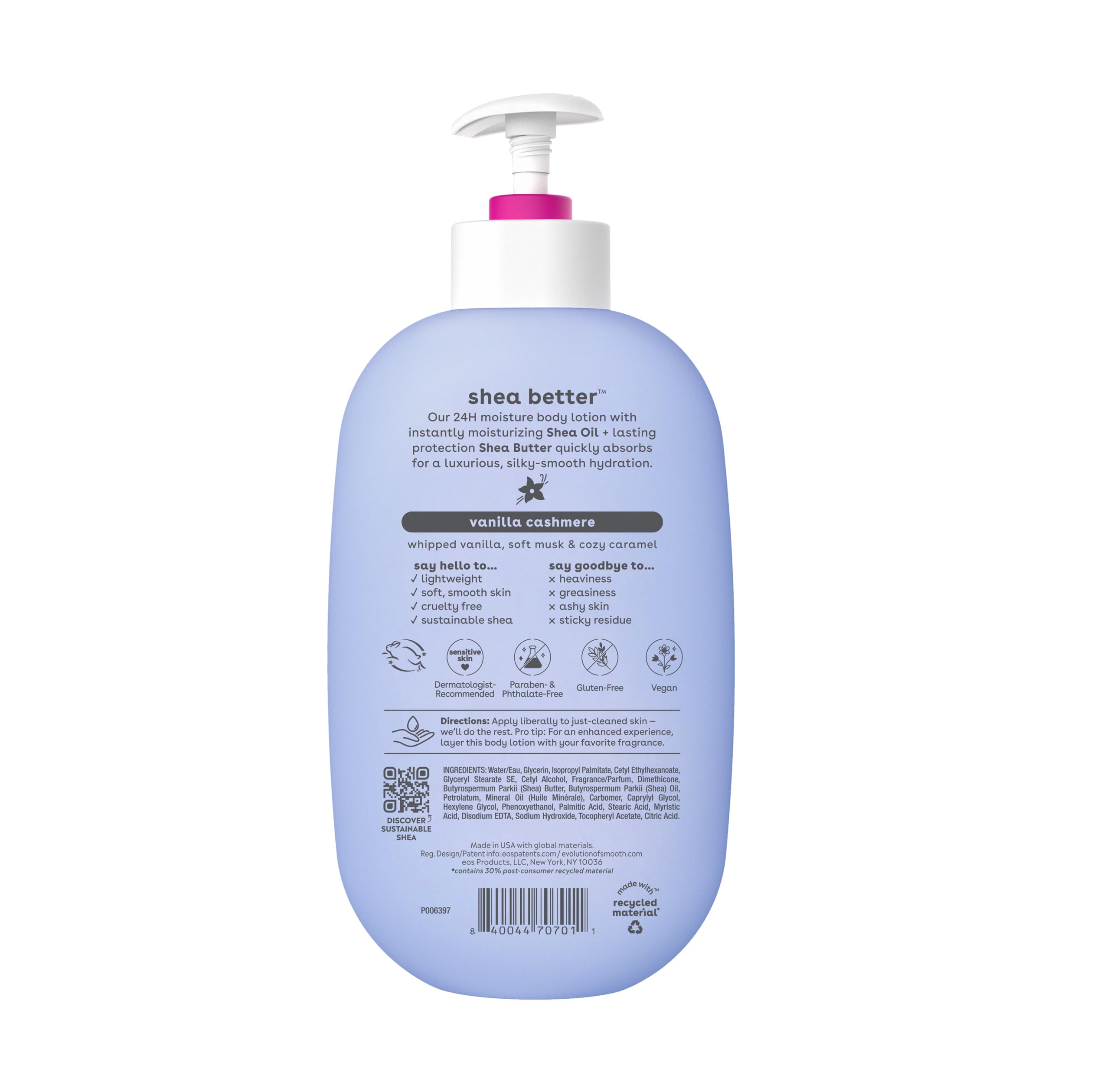vanilla cashmere body lotion shea better 24hr moisture - 16 oz/473 ml
