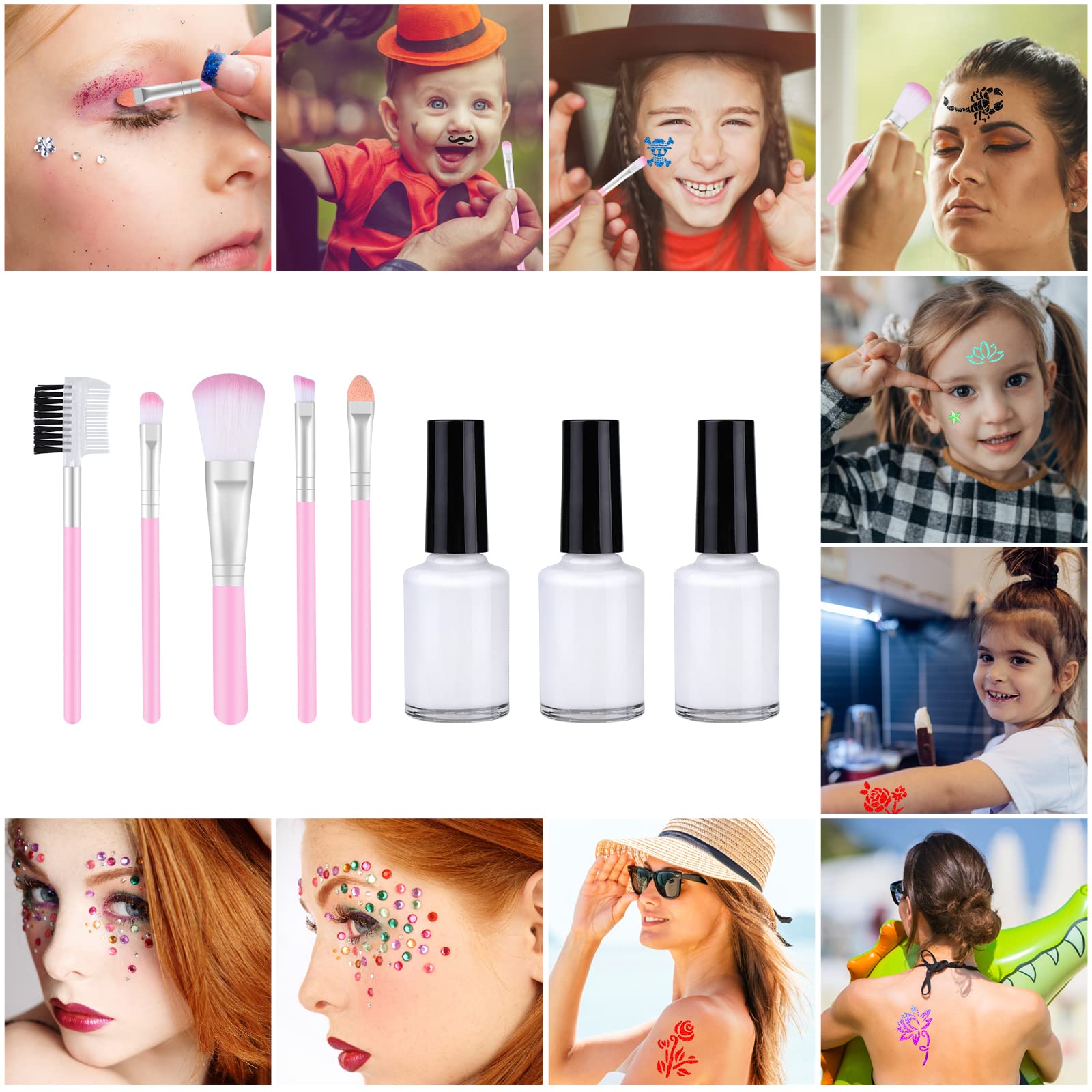 Glitter Tattoos for Kids, Girls Temporary Tattoo Kit, 41 Colours Glitter 215 Rhinestones 204 Stencils 3 Glue 5 Brushes Waterproof Tattoos, Festival Body Make Up for Girls & Adults, Birthday, Party