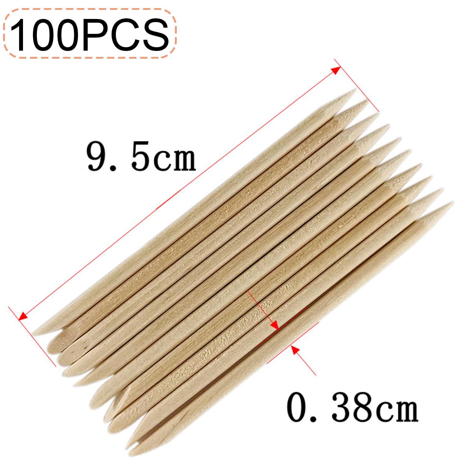 100Pcs Orange Wood Nail Sticks,Double Sided Multi Functional Cuticle Pusher Tools,Cuticle Pusher Remover Cleaner for Nail Manicure Pedicure