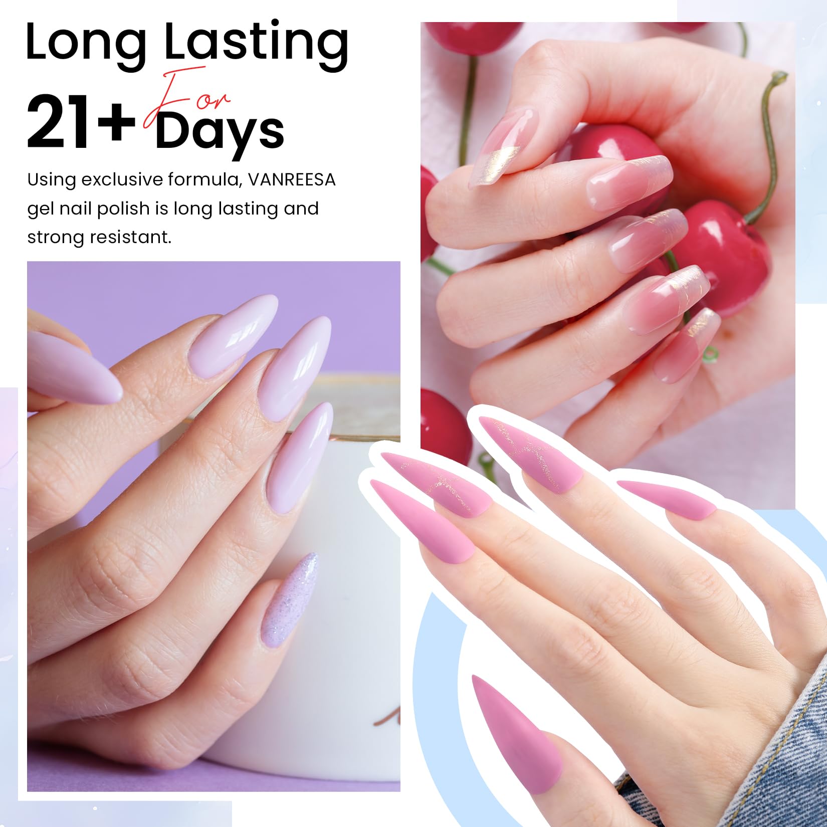 VANREESA Gel Nail Polish Set, 77 PCS Gel Nail Kit with 48W U V Lamp Spring Summer Colours White Pink Purple Blue Green U V Nail Polish Set with Manicure Tools Gifts for Women