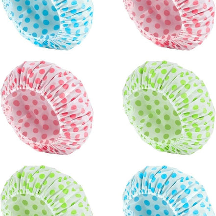 6 Pcs OWill Shower Caps for Women uk,Waterproof and Reusable Bath Cap,28cm Width with Elastic Band, Large Plastic Long Hair Eco Cap.