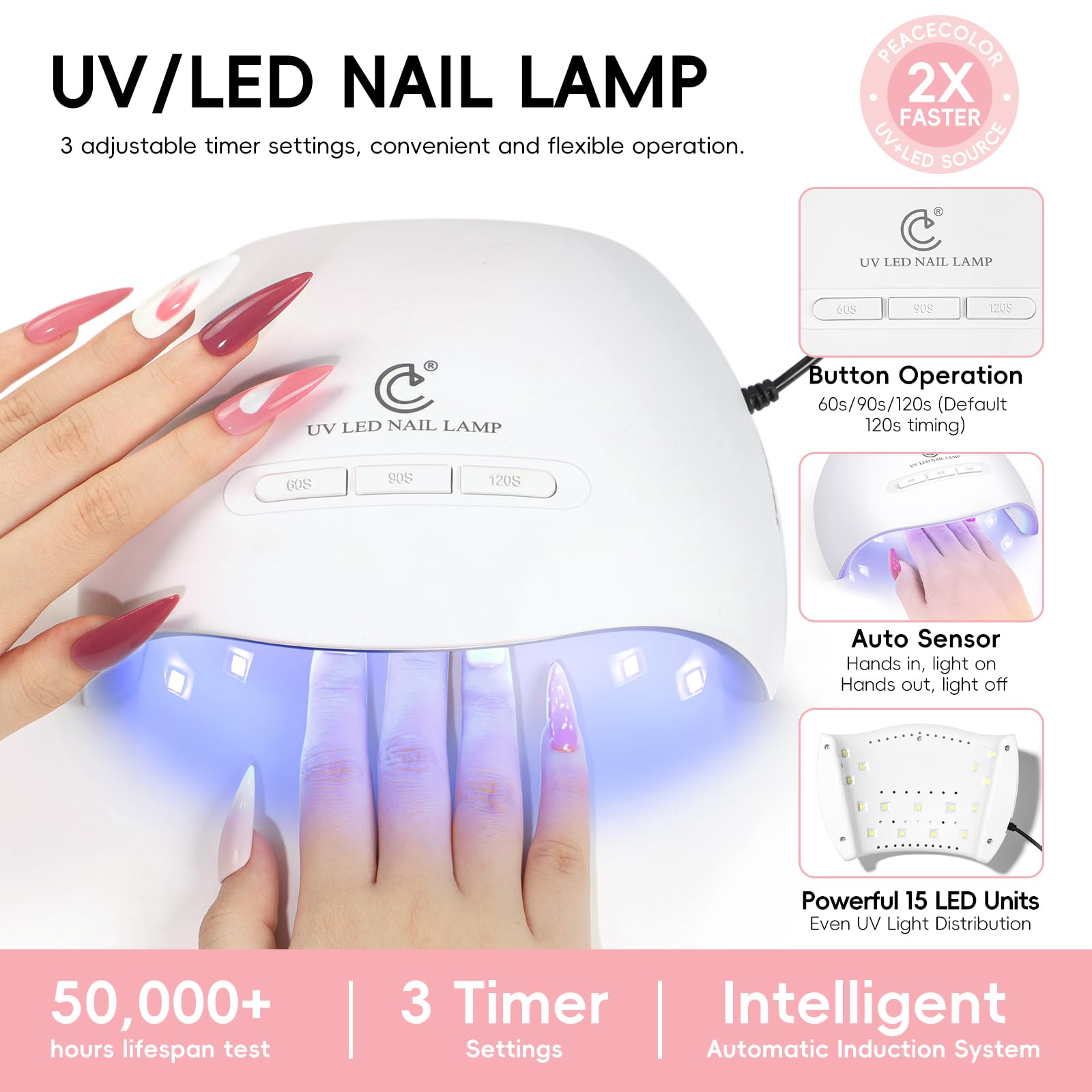 PEACECOLOR Gel Nail Polish Set, 39 PCS Gel Nail Kit with U V Lamp 22+4 Colours White Red Black Gels Polish Set with Base and Top Coat Manicure Tools Nail Salon Sets DIY at home Gifts for Women