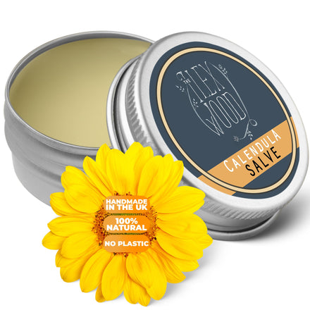 The Ilex Wood - Calendula Salve - all natural balm, soothes rashes, itching, dry skin, eczema, hand cream for women and men, cruelty free, plastic free - 3.38 fl oz (100ml)