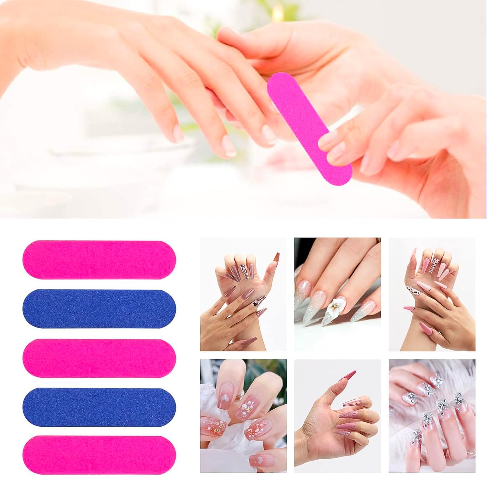 100 Pcs Mini Nail File Disposable Professional Nail File Nail File Set Care Mini Nail Files Professional Manicure Tools for Home and Salon Use 180/240 Grit