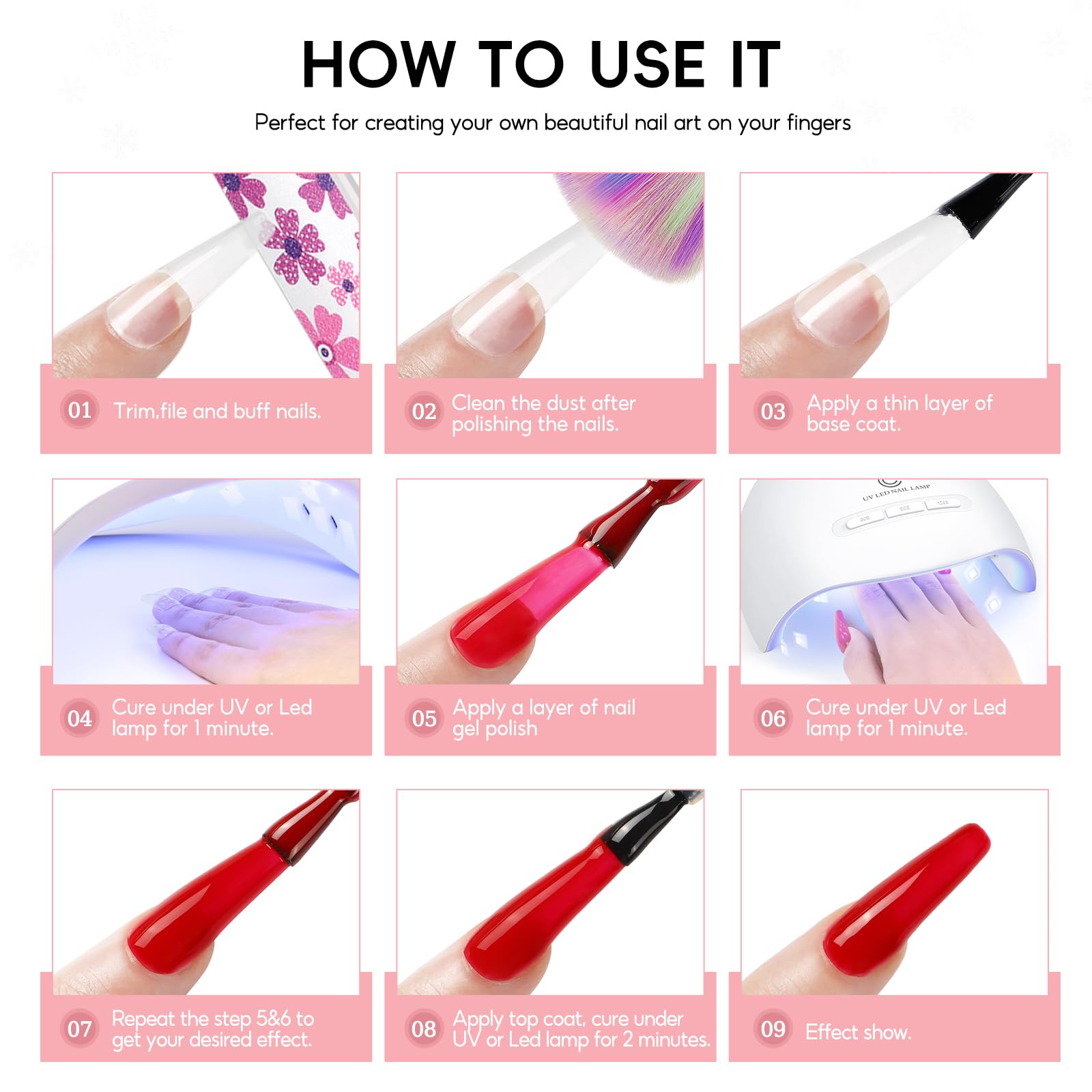 PEACECOLOR Gel Nail Polish Set, 39 PCS Gel Nail Kit with U V Lamp 22+4 Colours White Red Black Gels Polish Set with Base and Top Coat Manicure Tools Nail Salon Sets DIY at home Gifts for Women