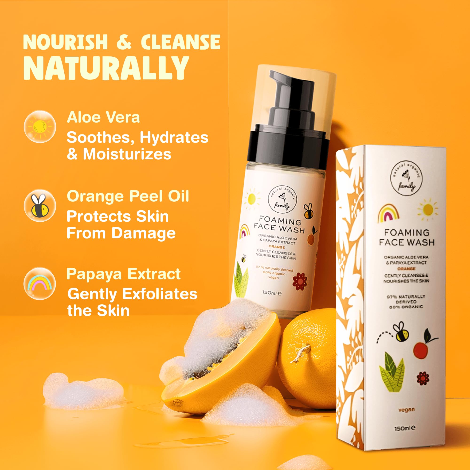 Kids Organic Foaming Face Wash - Natural Skincare for Teen Girls 10-12 - Gentle Facial Cleanser Cream for Dry Sensitive Skin - Hydrating Exfoliating & Non Toxic Moisturizer Soap for Tweens & Preteens