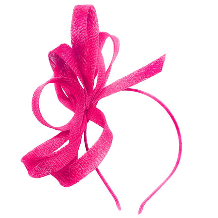 Caprilite Vegan Sinamay Fascinator Headband Wedding Hoop Ladies Day Ascot Races (Fuchsia Pink)