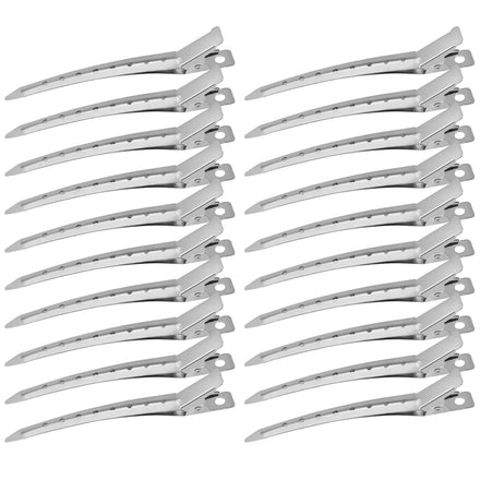Hair Clips for Styling Sectioning 24 Pack, Metal Duck Bill Clips for Women, Alligator Hair Clip for Long Curl Thick Hair, Roller Clips, Pin Curl clips, Salon Clips (Silver)
