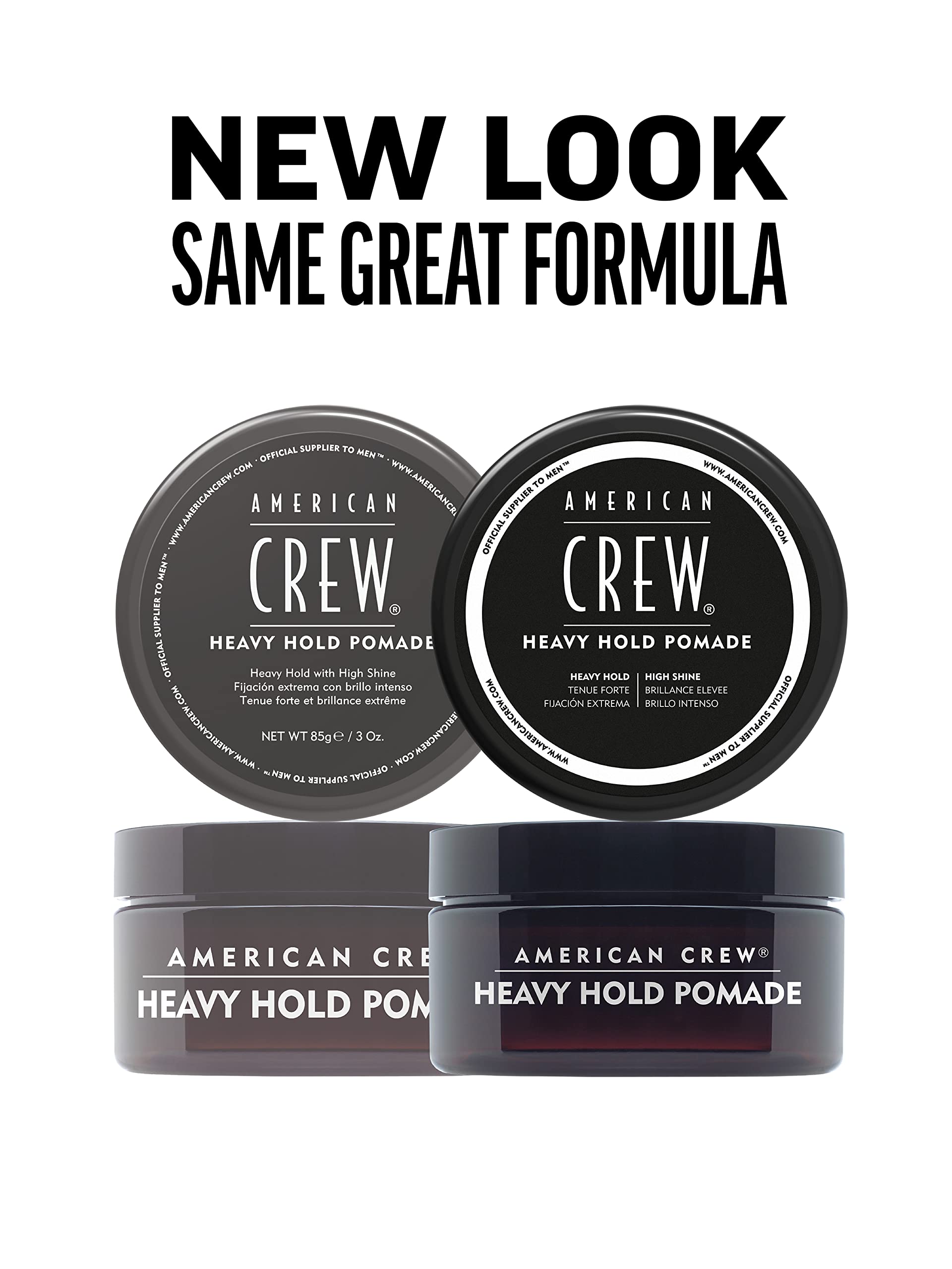 American Crew Heavy Hold Pomade with High Hold & Shine for Smooth & Sculpted Styles (85g) Water-based Formula, Hair Styling for Men