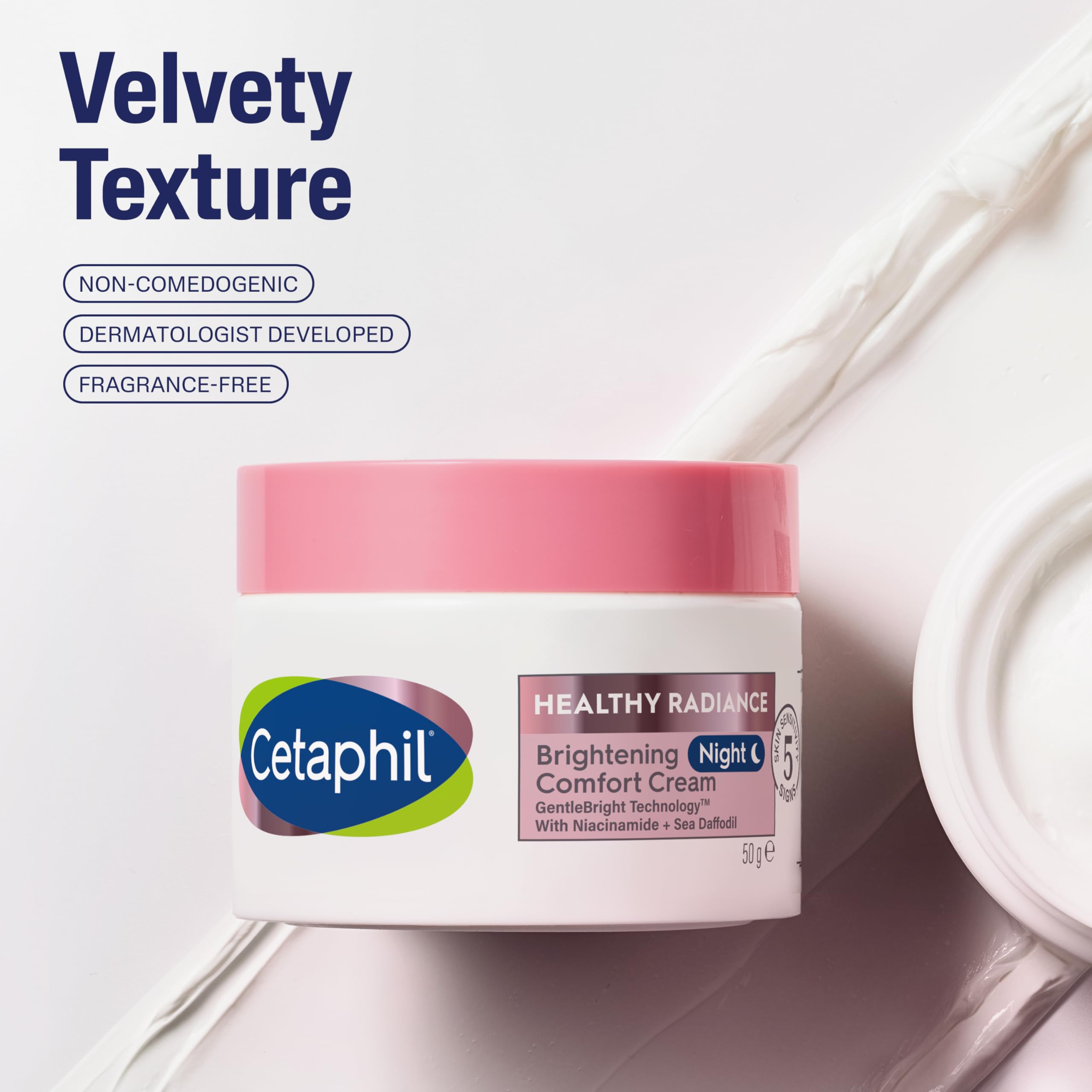 Cetaphil Night Cream, 50g, Healthy Radiance Face Brightening Moisturiser For Hyperpigmentation, With Niacinamide