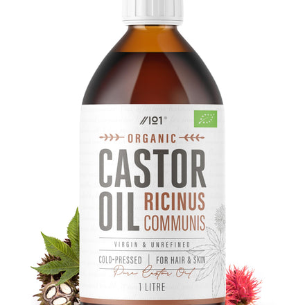 Organic Castor Oil 1 Litre – 100% Unrefind & Cold Pressed – Hexane Free (PET Bottle) – for Skin & Hair – Sustainably Sourced – By Alpha01