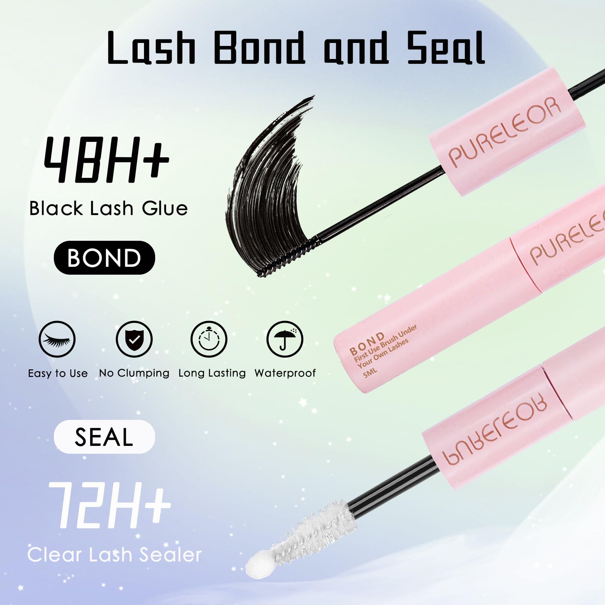 Cluster Lashes Extension Kit DIY Individual Eyeashes Extensions with Bond Seal Tweezers Remover 8-16mm Mixed Length Wispy 60Pcs Eyelash Natural Look DIY at Home