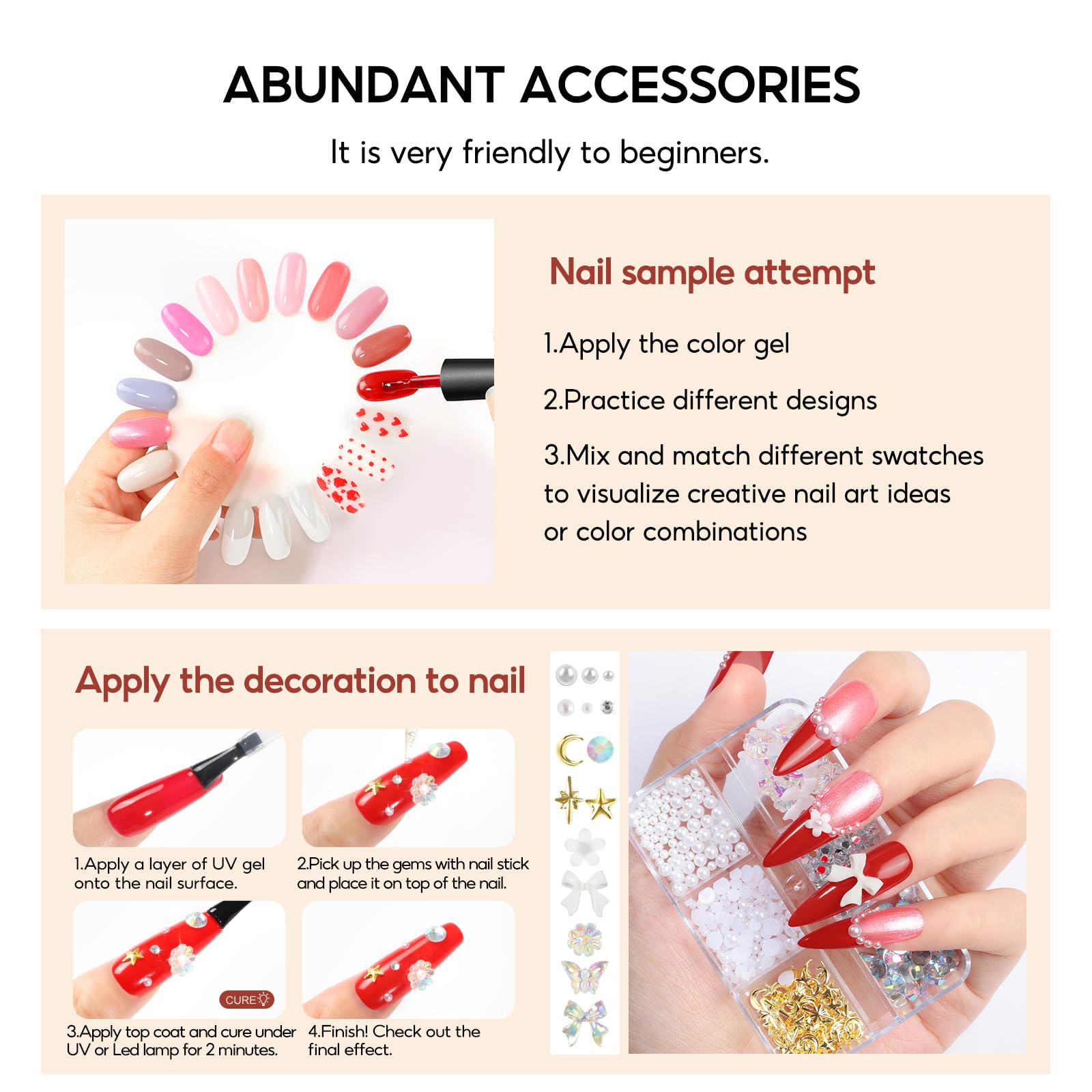 PEACECOLOR 57PCS Gel Nail Polish Set: 35+5 Colours Gel Nail Polish with Lamp, Green Red Nude Nail Kit, Glossy Matte Glitter Top Coat, Salon Full Set for Women Gifts