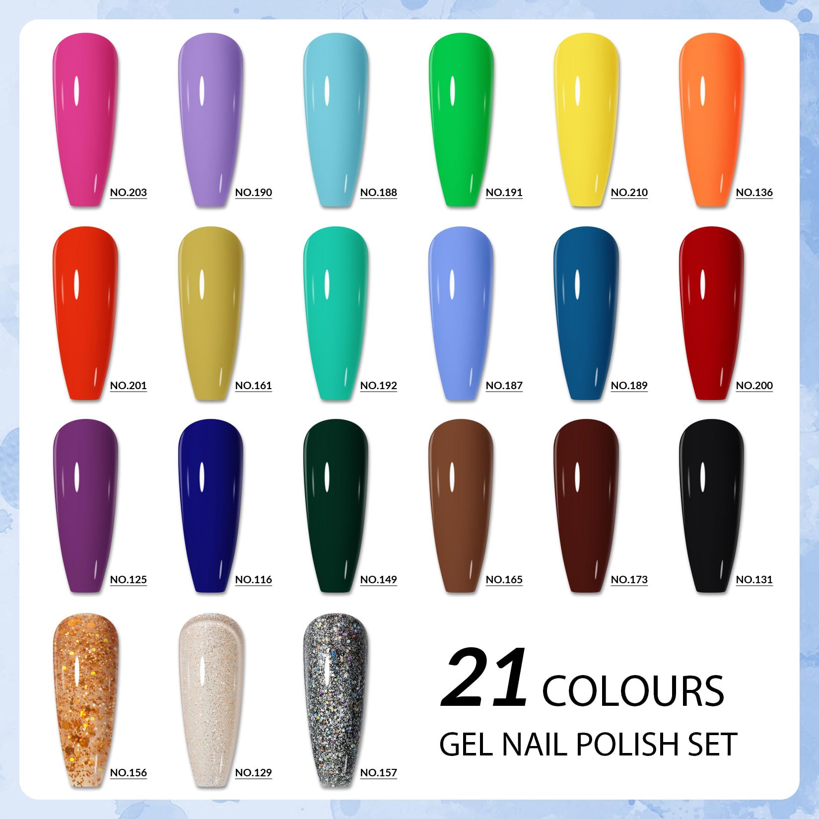 Phoenixy Gel Nail Polish Set - 24pcs 8ml UV Soak-off Gel Polish Multicolour Nails Varnish Set Base and Top Coat Nail Art Gift Kit for Women