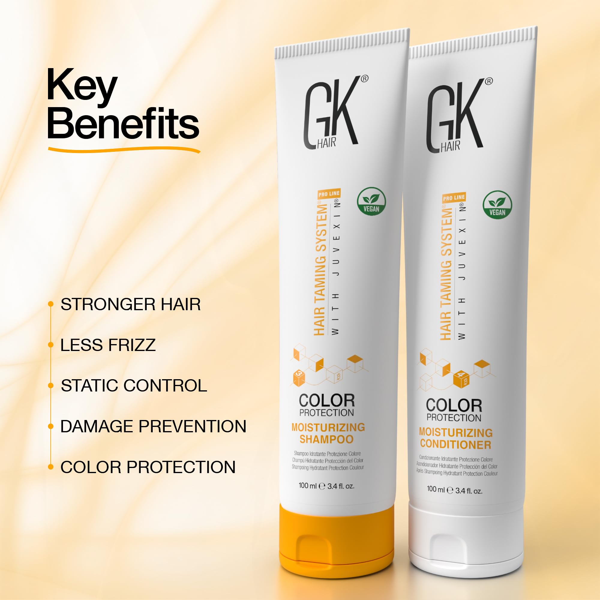 Sulphate Free Moisturizing Shampoo and Conditioner Duo for Colour Protection and Keratin Treatment By GK HAIR Nourishes Cleansing Dry to Normal Paraben-Free Aftercare Men and Women - 100ml Each