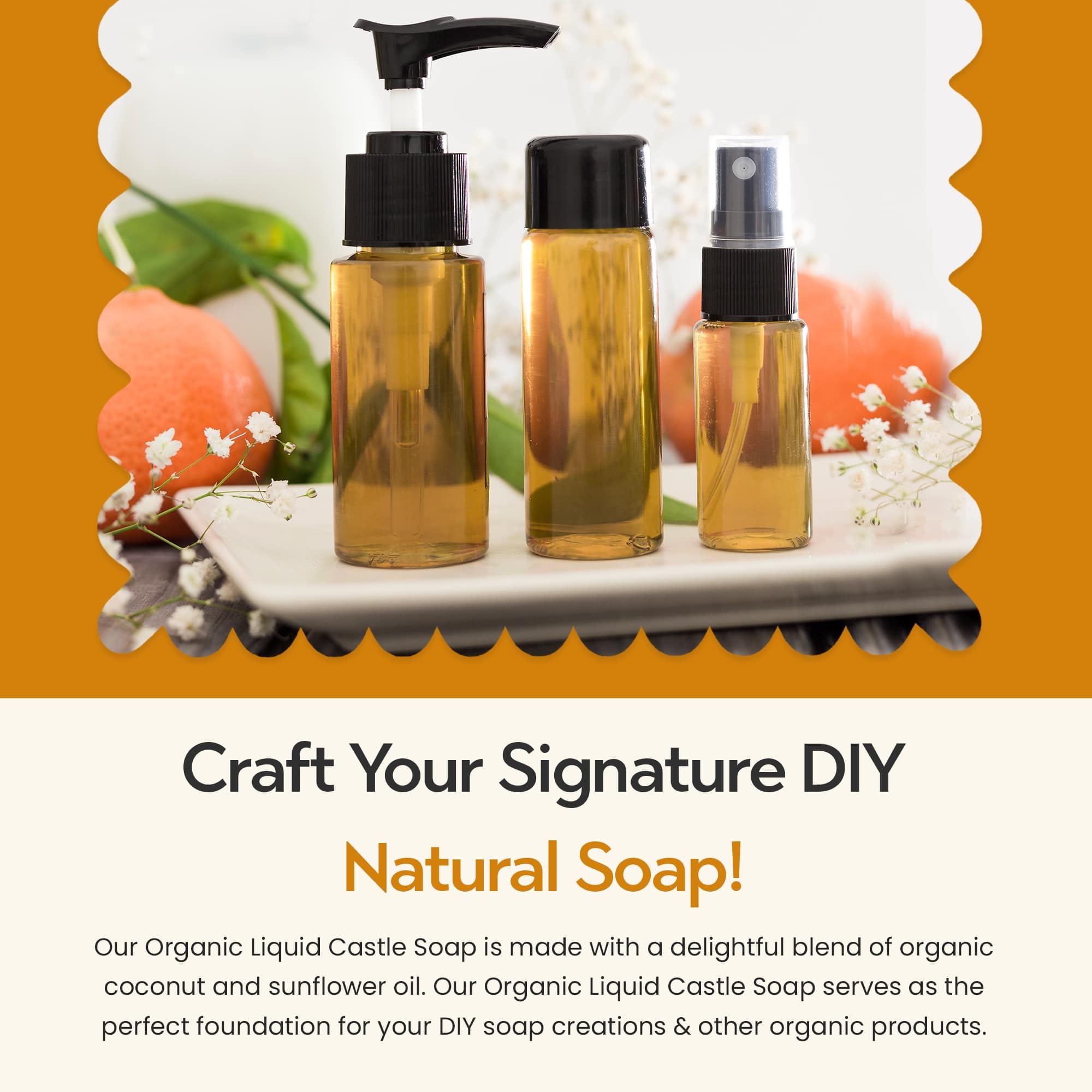 5 Litre Organic Liquid Castile Soap (5000ml) - All-Natural Unscented Liquid Soap - Pure SLS SLES Free