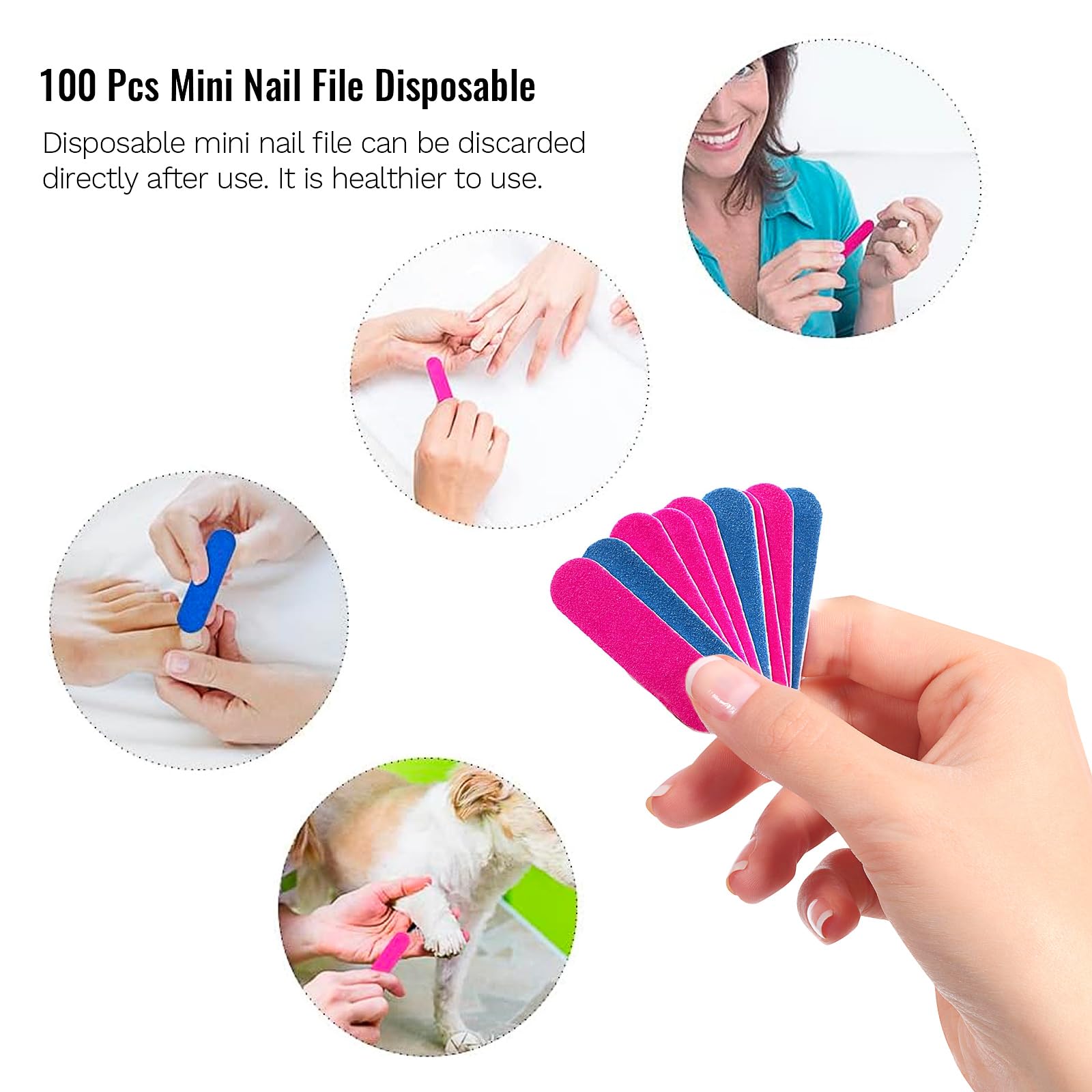 100 Pcs Mini Nail File Disposable Professional Nail File Nail File Set Care Mini Nail Files Professional Manicure Tools for Home and Salon Use 180/240 Grit