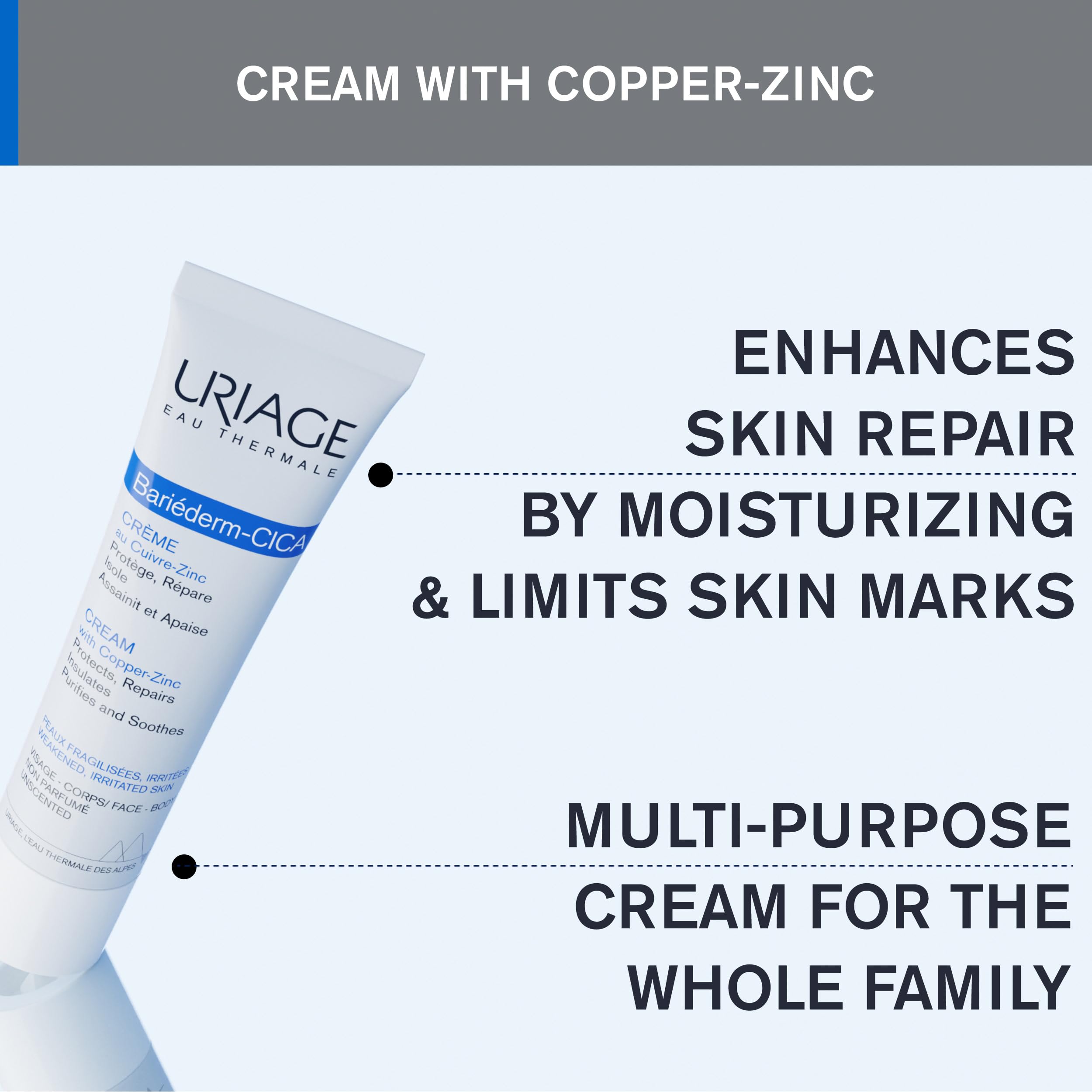 Uriage Bariederm Repairing Cica-Cream with Cu-Zn Repairs Soothes, 100
