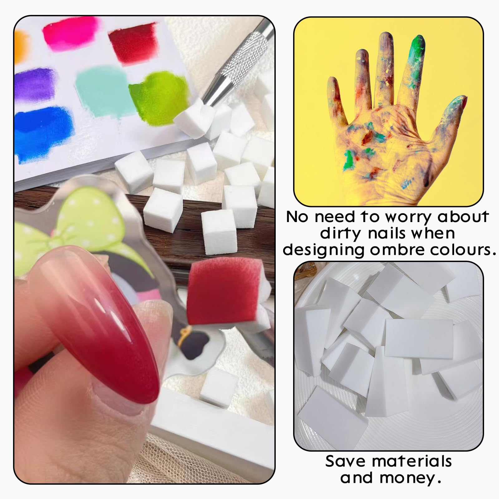 100 Pieces Nail Sponge with Metal Clamp, Nail Brushes, Nail Ombre Design, Nail Art Tools Sponge Brush, Used to Create a Variety of Gradient Nail Art Patterns