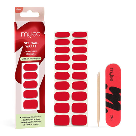 Mylee Gel Nail Wraps – 10 Pre-Cured Gel Stickers for Instant Mani – No Lamp Needed, Chip-Resistant, Glossy Finish, Lasts Up to 14 Days – Easy to Apply, Vegan & Cruelty-Free (0033 - French Cancan)
