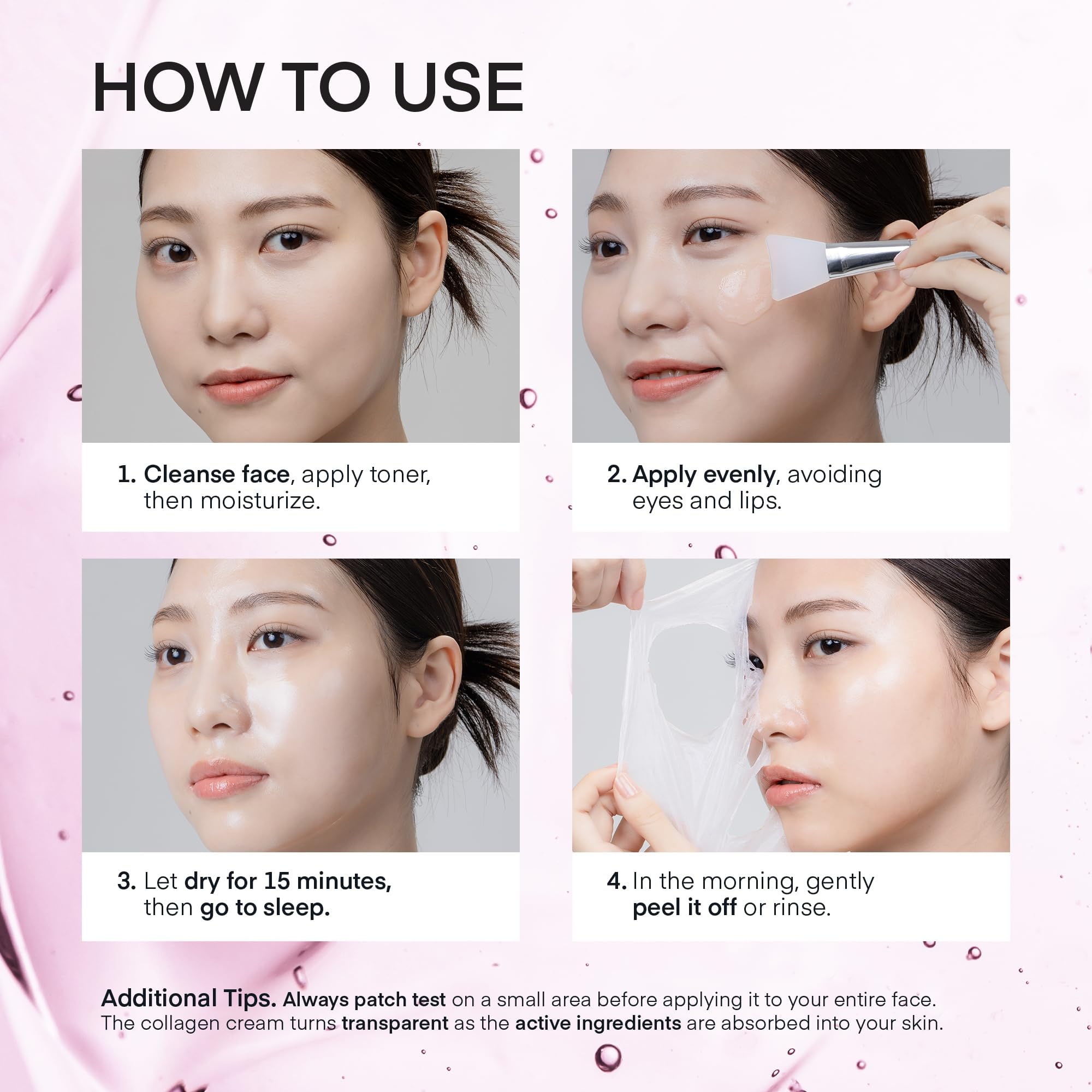 Korean Collagen Night Wrapping Mask: Ultra-Low Molecular 100 Dalton Collagen Peel-Off Mask for Deep Hydration, Elasticity, Sagging & Dull Skin - Glass Skin Glow, 100 mL [Made in Korea]