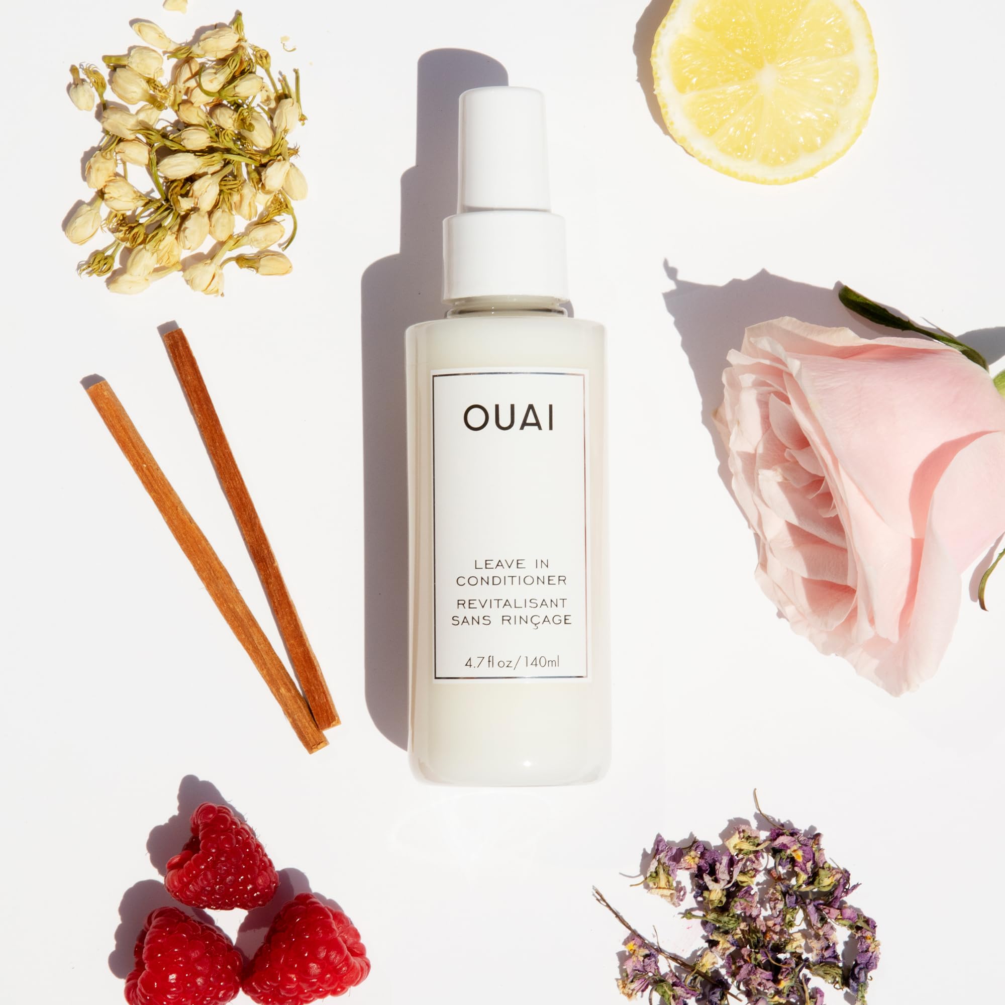 OUAI Leave In Conditioner & Heat Protectant Spray - Prime Hair for Style, Smooth Flyaways, Add Shine and Use as Detangling Spray - No Parabens, Sulfates or Phthalates -140ml