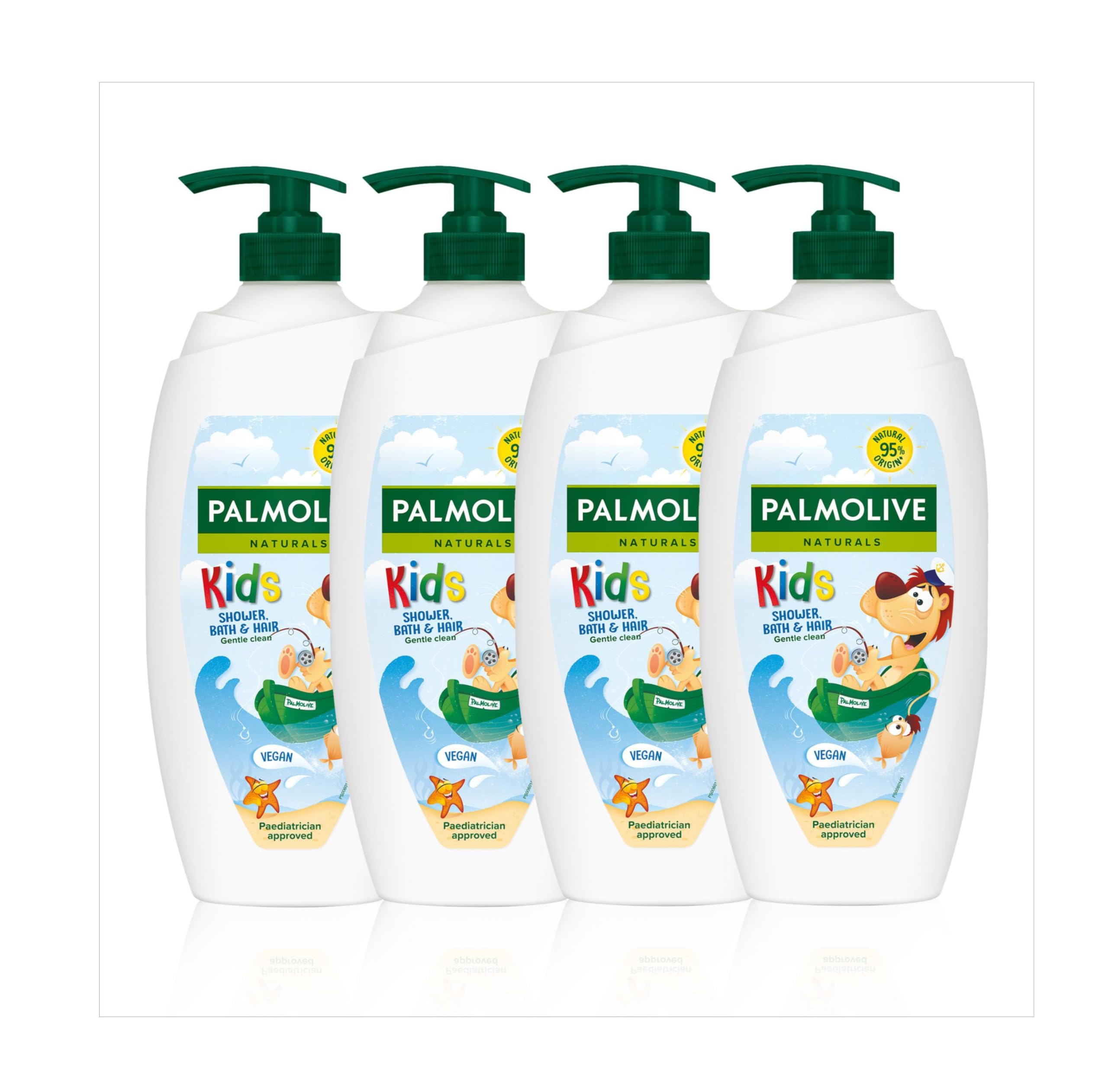 Palmolive Naturals Kids Shower Gel 4x750ml pump vitamin E body wash to nourish skin, leaves skin feeling soft, with plantbased almond milk, ingredients of 95% natural origin*