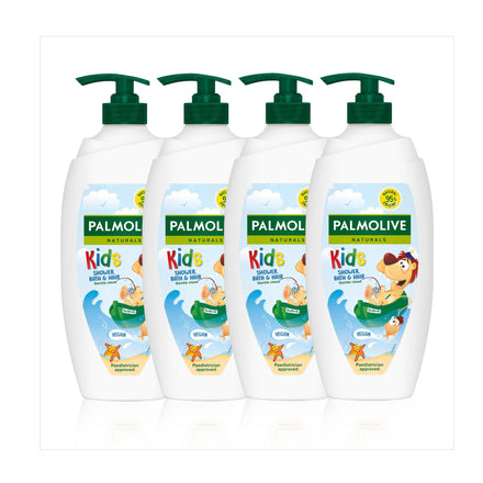 Palmolive Naturals Kids Shower Gel 4x750ml pump vitamin E body wash to nourish skin, leaves skin feeling soft, with plantbased almond milk, ingredients of 95% natural origin*