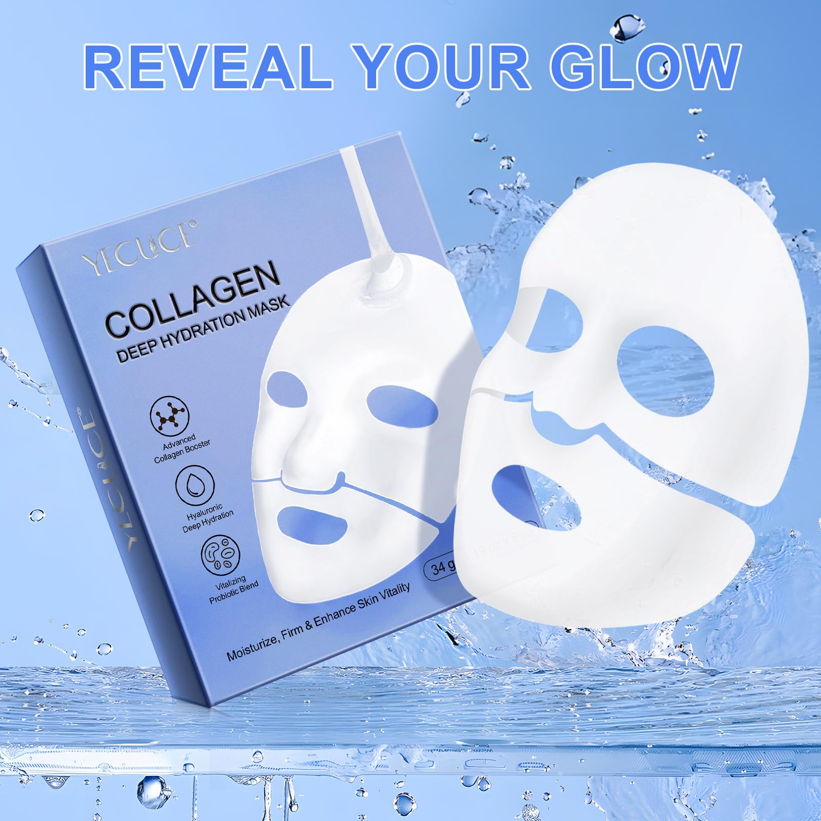 Collagen Face Mask 6pcs, Bio Collagen Mask Overnight,Deep Overnight Face Mask,for Soothe, Repair,Deep Hydration