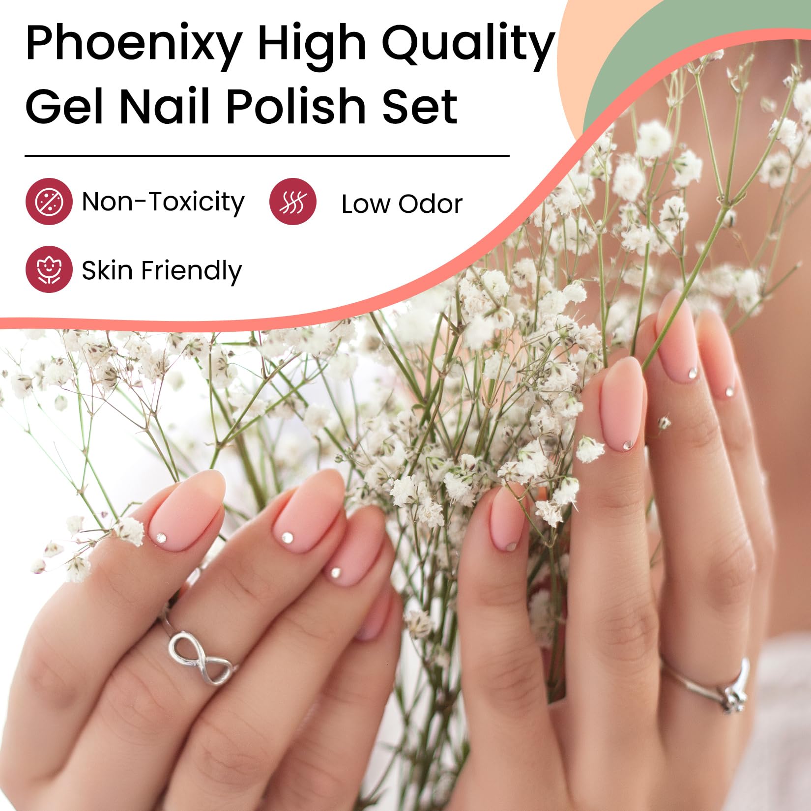 Phoenixy Gel Nail Polish Set, 36 Colours Gel Nail Polish Red Orange Purple Gel Nail Varnish Set Soak Off UV Gel Nail Kit with Glossy Matte Glitter Base Top Coat Nail Art Kit Gift for Woman