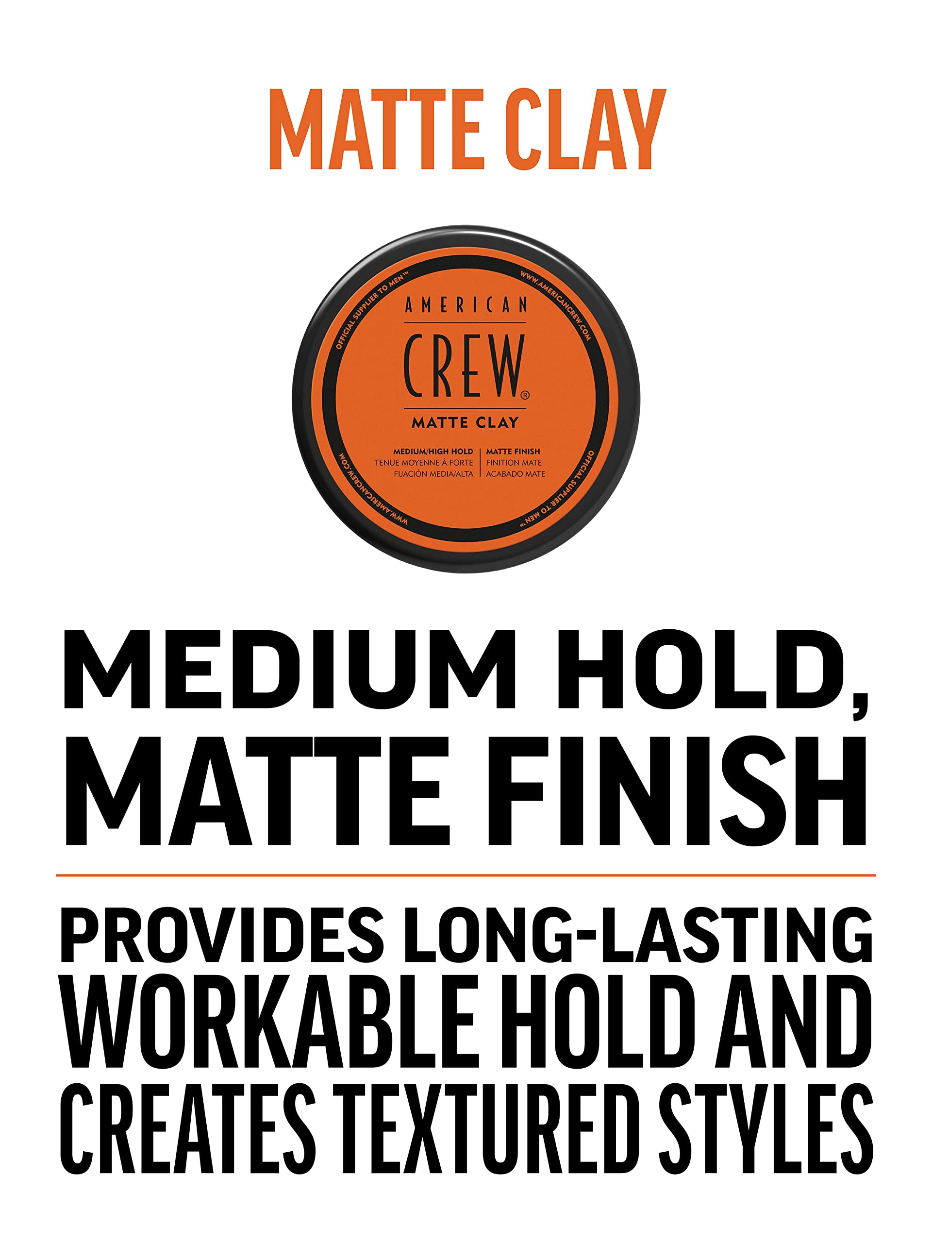 American Crew Texturising Matte Clay with Medium Hold and Low Shine, Gifts for Men, for Control and Definition, Non-Greasy formula, Hair Styling for Men - 85 g
