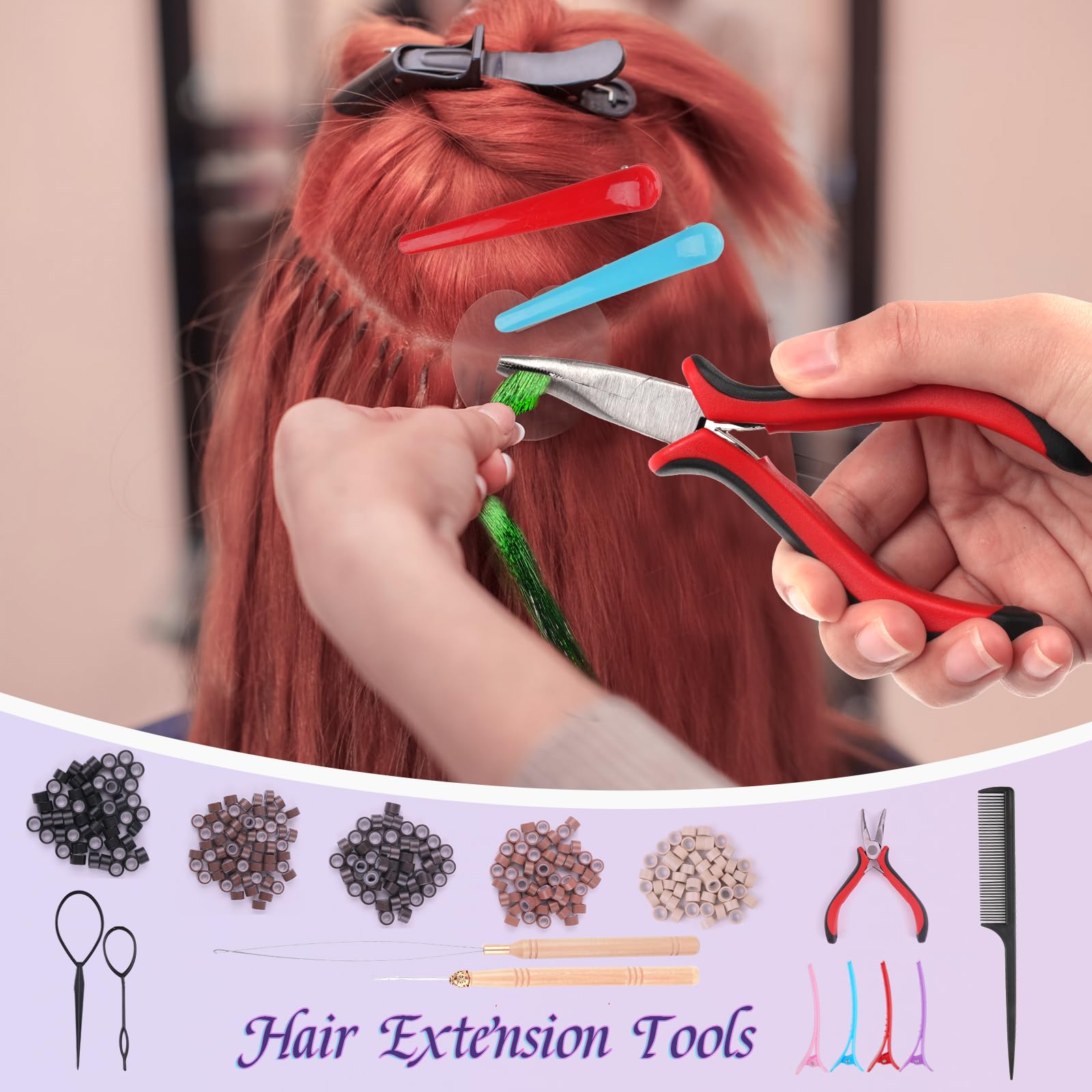 Glitter Hair Tinsel Kit with Tools - 3200 Sparkling Strands, 16 Colours, 47 Inch Length, Heat Resistant Fairy Hair Accessories for Women & Girls