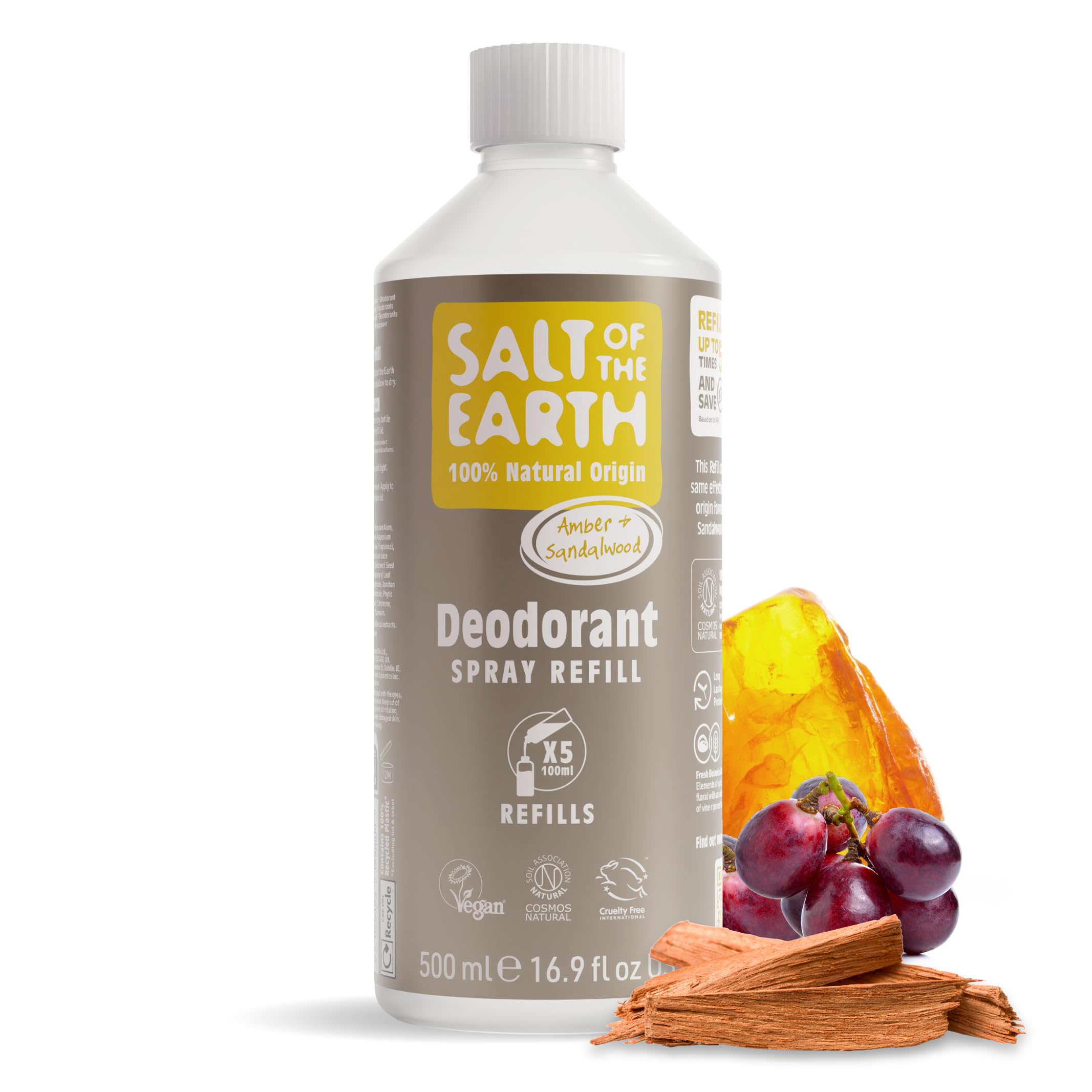 Salt of The Earth Amber & Sandalwood Deodorant Refill 500ml