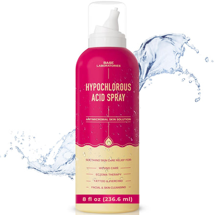 BASE LABORATORIES Hypochlorous Acid Spray for Skin & Face | Healing HOCL Molecule Spray | for Wounds, Irritations, Redness, Facial Cleanser, Acne & Eczema Treatment | 240ml