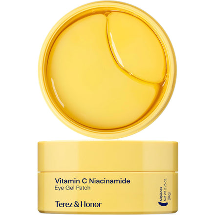 Korean Under Eye Gel Patches: Vitamin C Eye Masks for Dark Circles, Puffiness & Wrinkles - Brightening & Glowing Hydrogel Skin Care Pads with Tranexamic Acid, Caffeine & Hyaluronic Acid, 60 Pcs