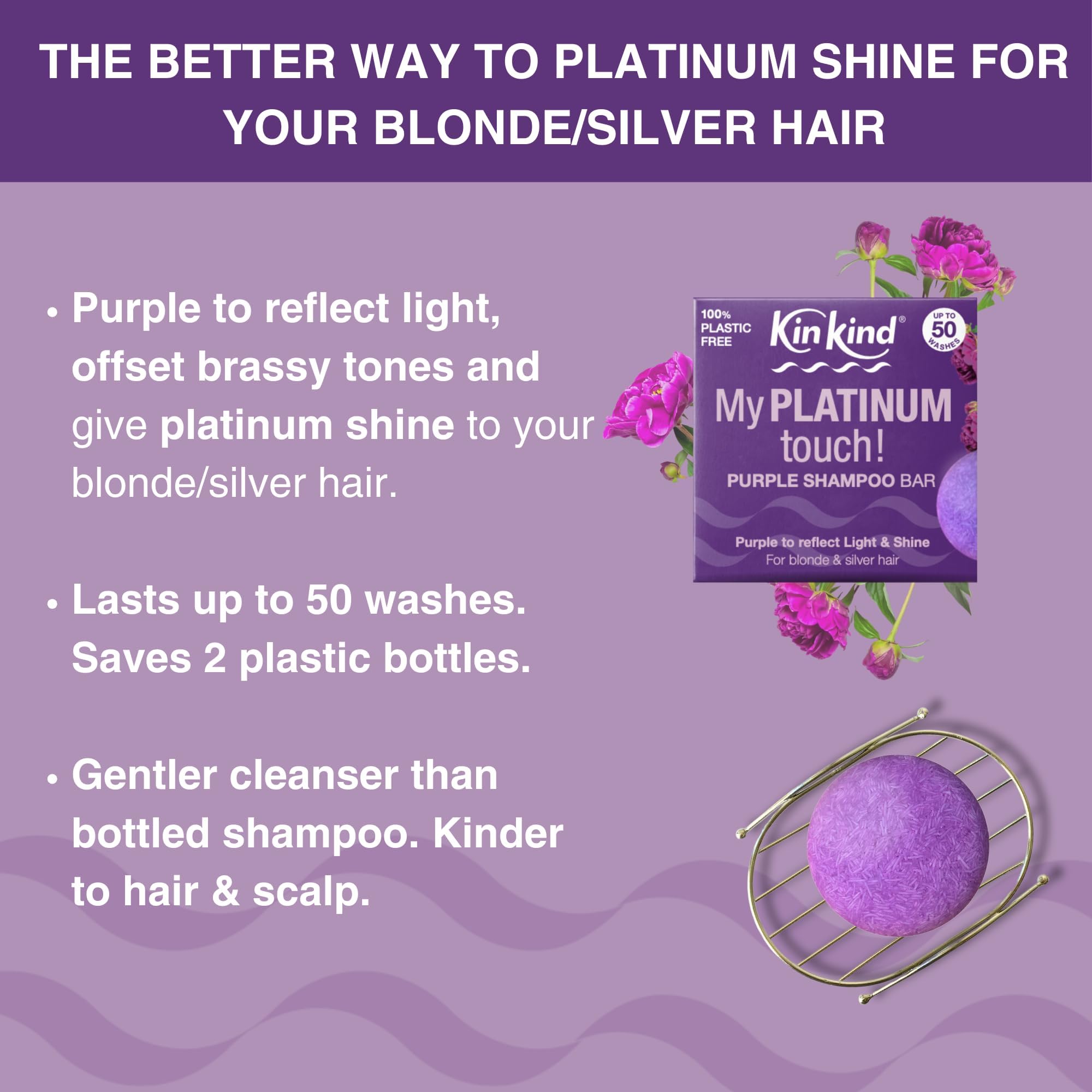 KinKind Purple Shampoo Bar - My PLATINUM Touch! Solid Bar for Blonde, Silver & White Hair | Travel Shampoo Bars for Hair | Up to 50 Washes - Vegan