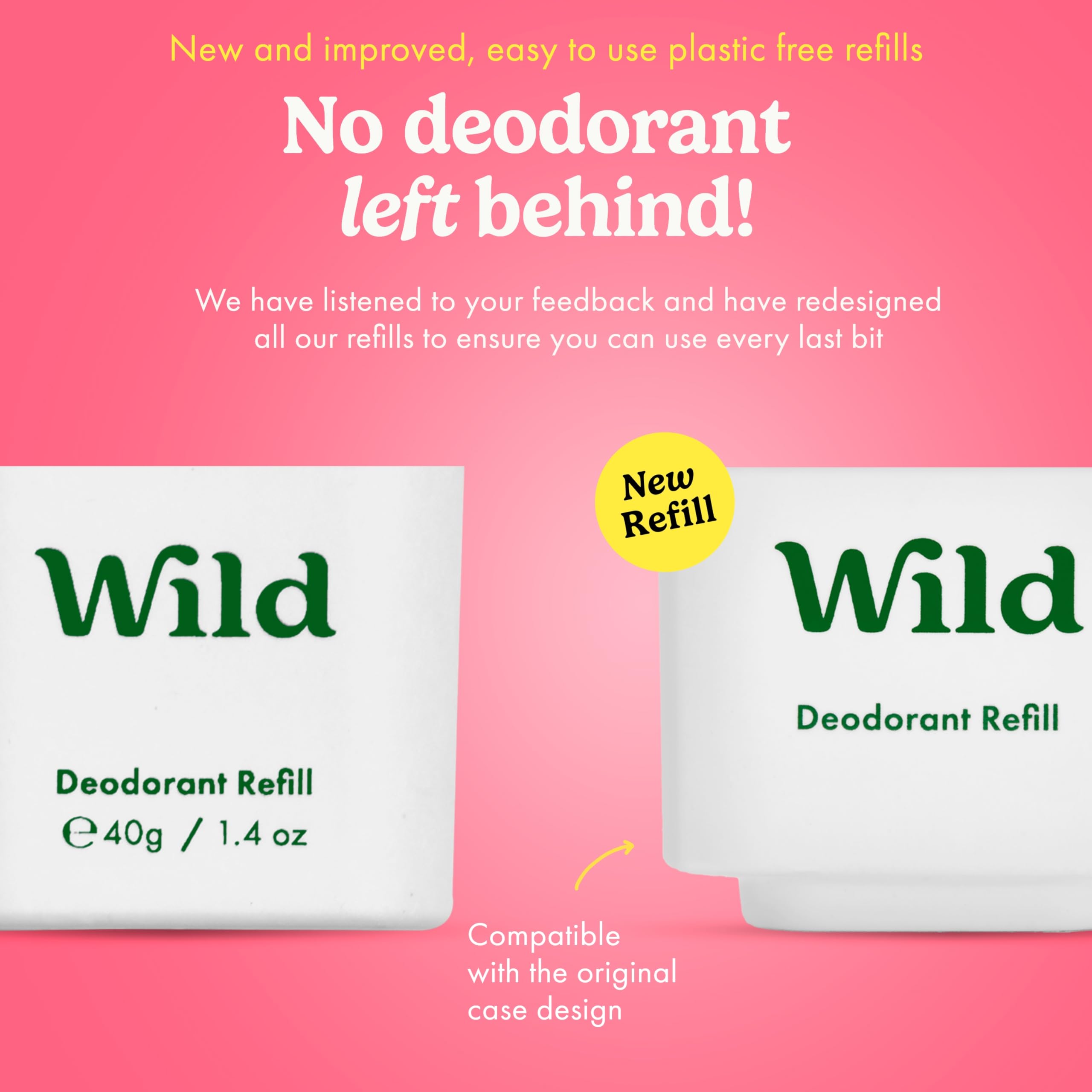 Wild - Natural Refillable Deodorant - Aluminium Free - Aqua Case with 3 x Fresh Cotton & Sea Salt Refill (40g) - Vegan & Eco-Friendly - Long Lasting Protection - Natural Ingredients - Starter Kit