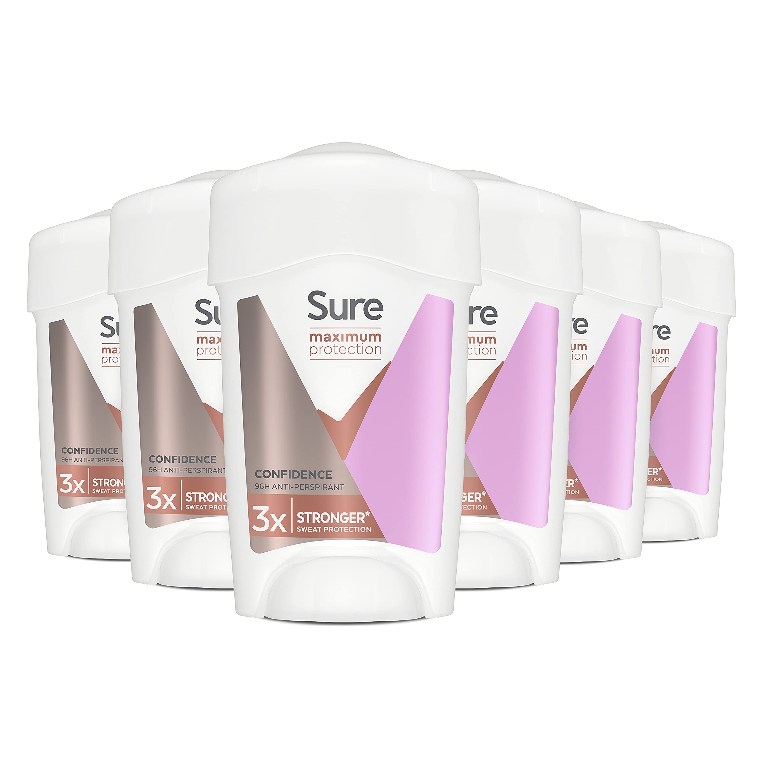 Sure Women Maximum Protection Confidence Anti-perspirant Cream Stick 45 ml. Pack of 6