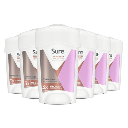 Sure Women Maximum Protection Confidence Anti-perspirant Cream Stick 45 ml. Pack of 6