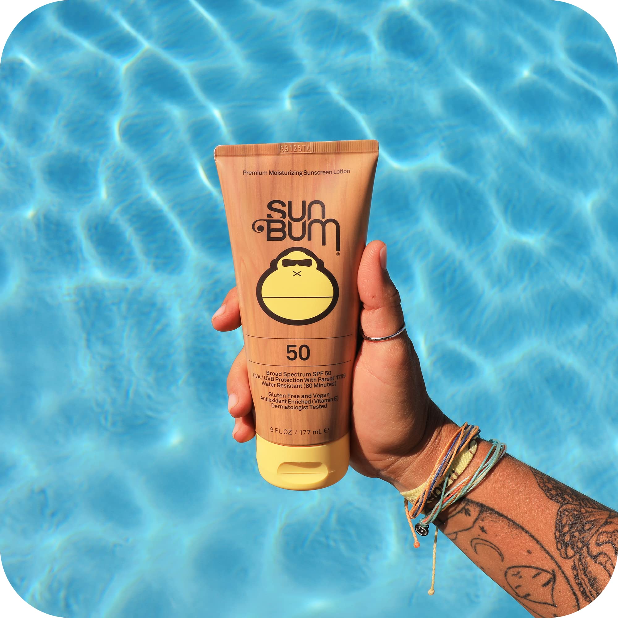 Sun Bum Original SPF 50 Sun Cream Lotion, Moisturizing Sunscreen with Vitamin E, Vegan and Reef Friendly, Broad Spectrum UVA/UVB Protection, 177ml